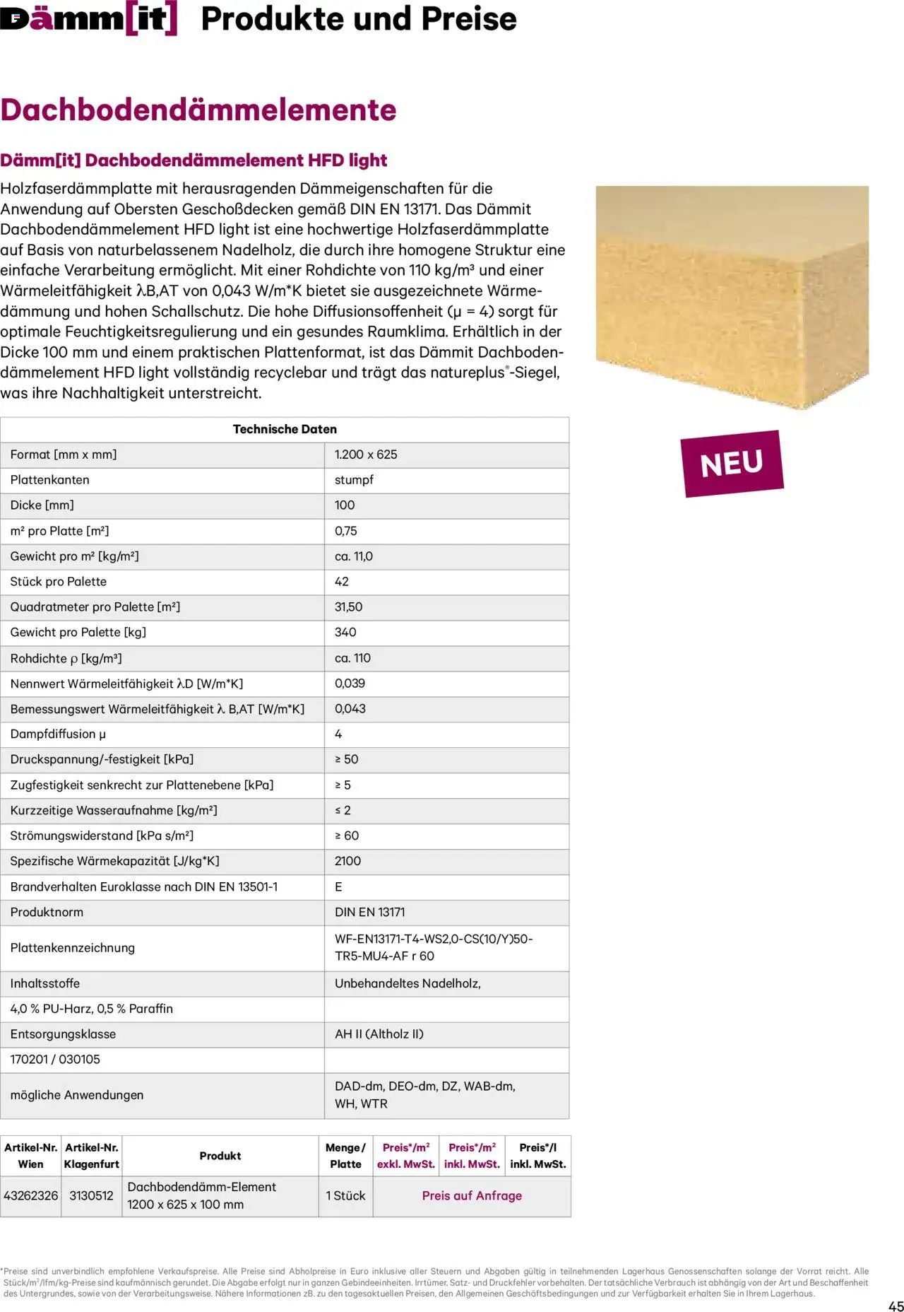 Lagerhaus Dämm[it] Katalog 2025 gültig ab 08.01.2025 | Seite: 45 | Produkte: Gewicht