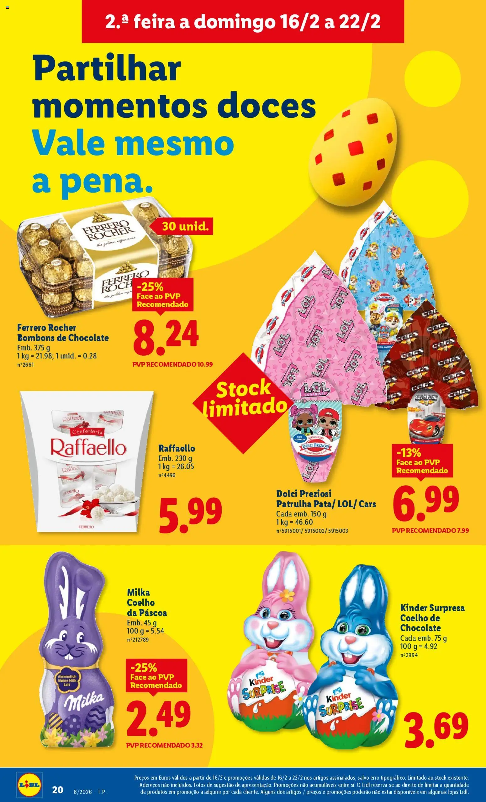 Lidl folheto │ válido de 16.02.2026 | Página: 20 | Produtos: Ferrero rocher, Chocolate, Doces, Coelho