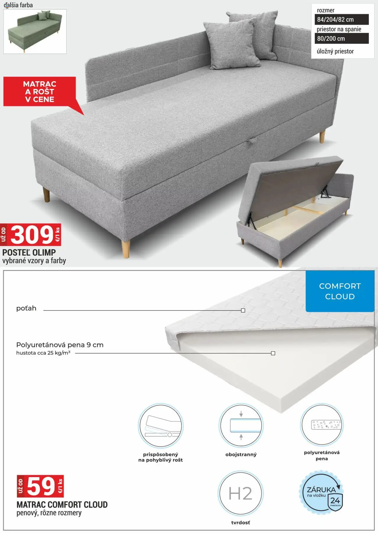 Merkury Market nábytok, sedačky, matrace │ platný od 01.08.2025 | Strana: 38 | Produkty: Matrac, Posteľ