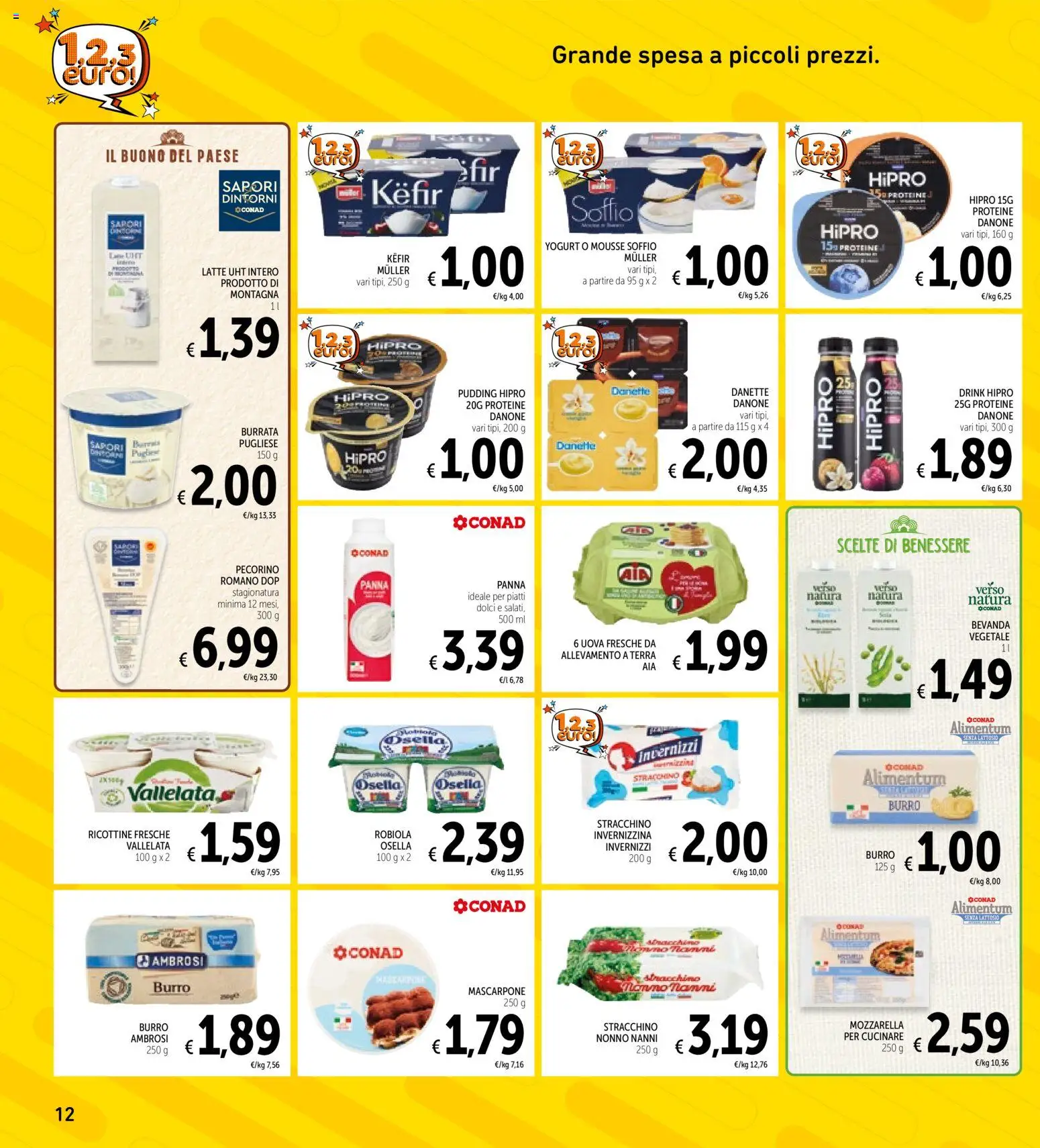 Volantino Spazio Conad del 07.04.2026 | Pagina: 12 | Prodotti: Mozzarella, Burro, Stracchino, Mascarpone