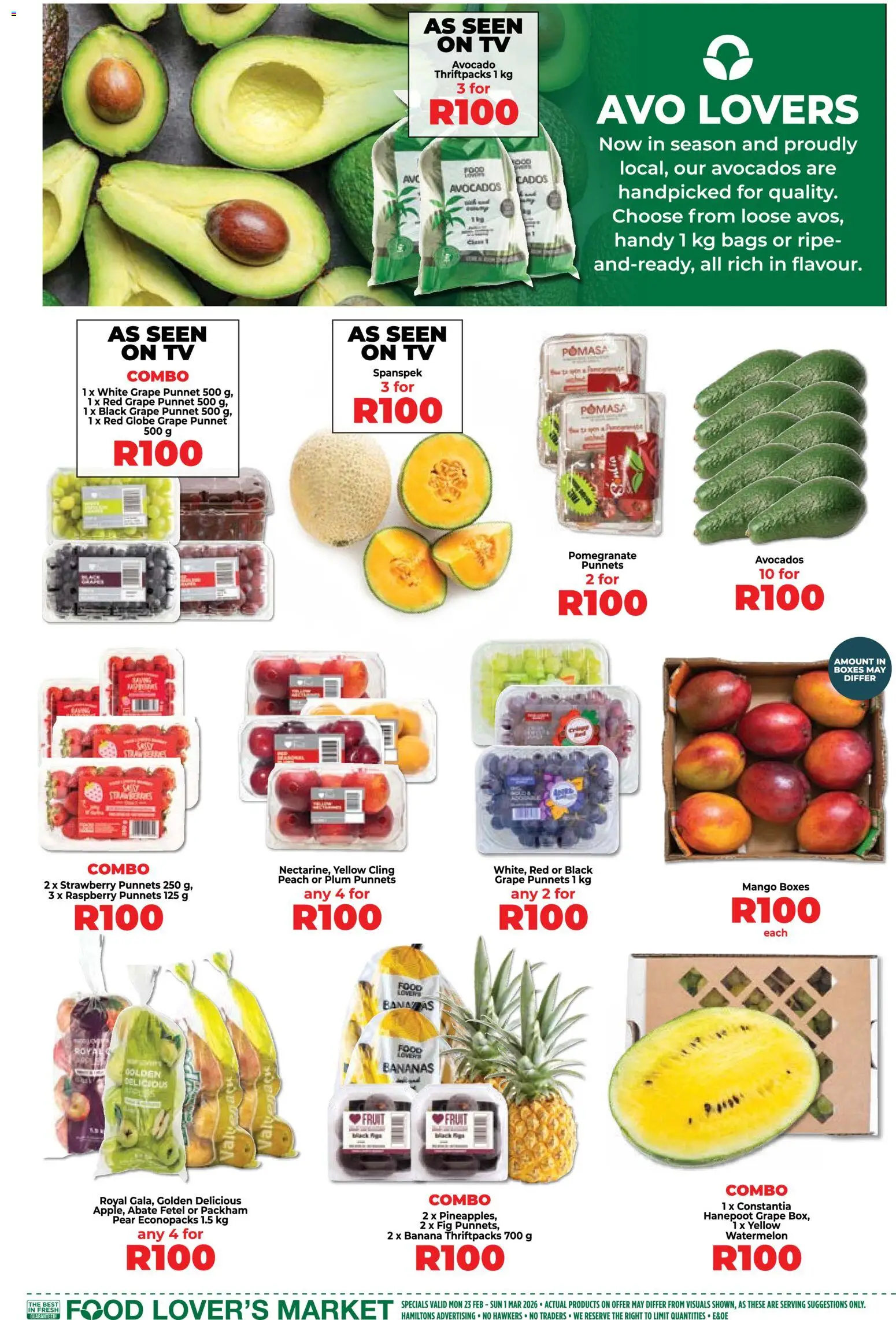 New Food Lover's Market catalogue – valid from 23.02.2026 | Page: 3 | Products: Globe, TV, Bananas, Fruit