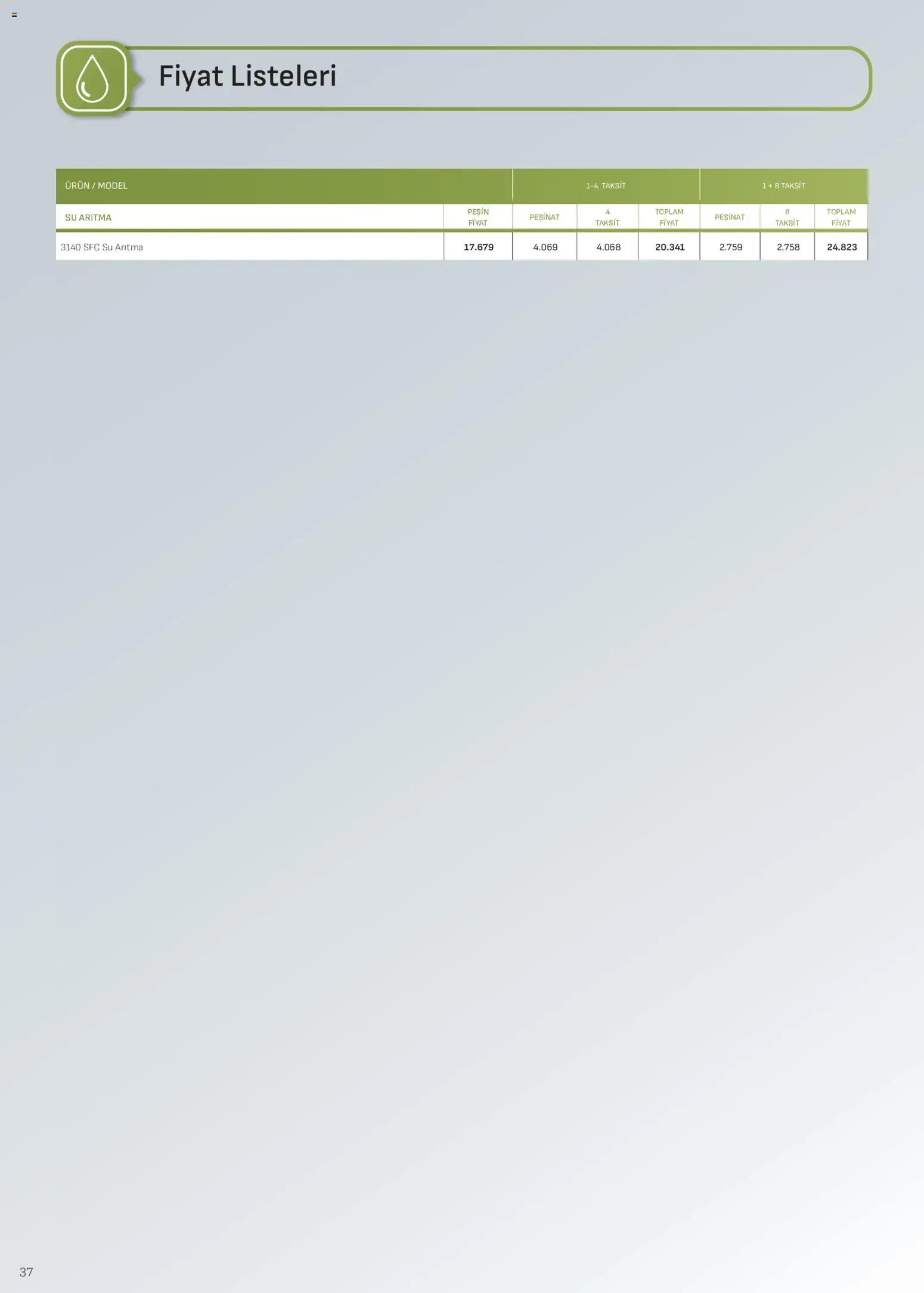 Arçelik - İklimlendirme Kataloğu - 01.04.2026 tarihinden itibaren geçerlidir | Sayfa: 37 | Ürünler: Su