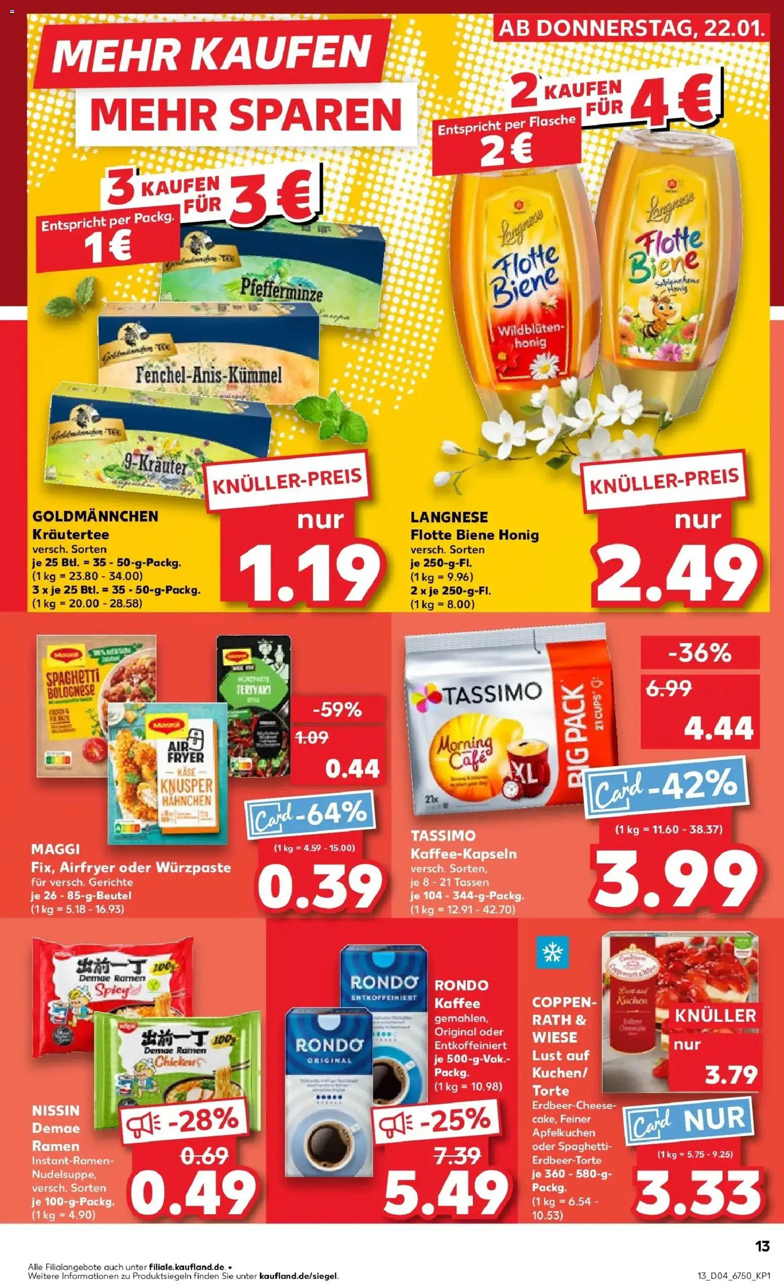 Kaufland prospekt Potsdam	 – gültig ab 25.01.2026 | Seite: 13 | Produkte: Hahnchen, Käse, Kaffee, Tassimo
