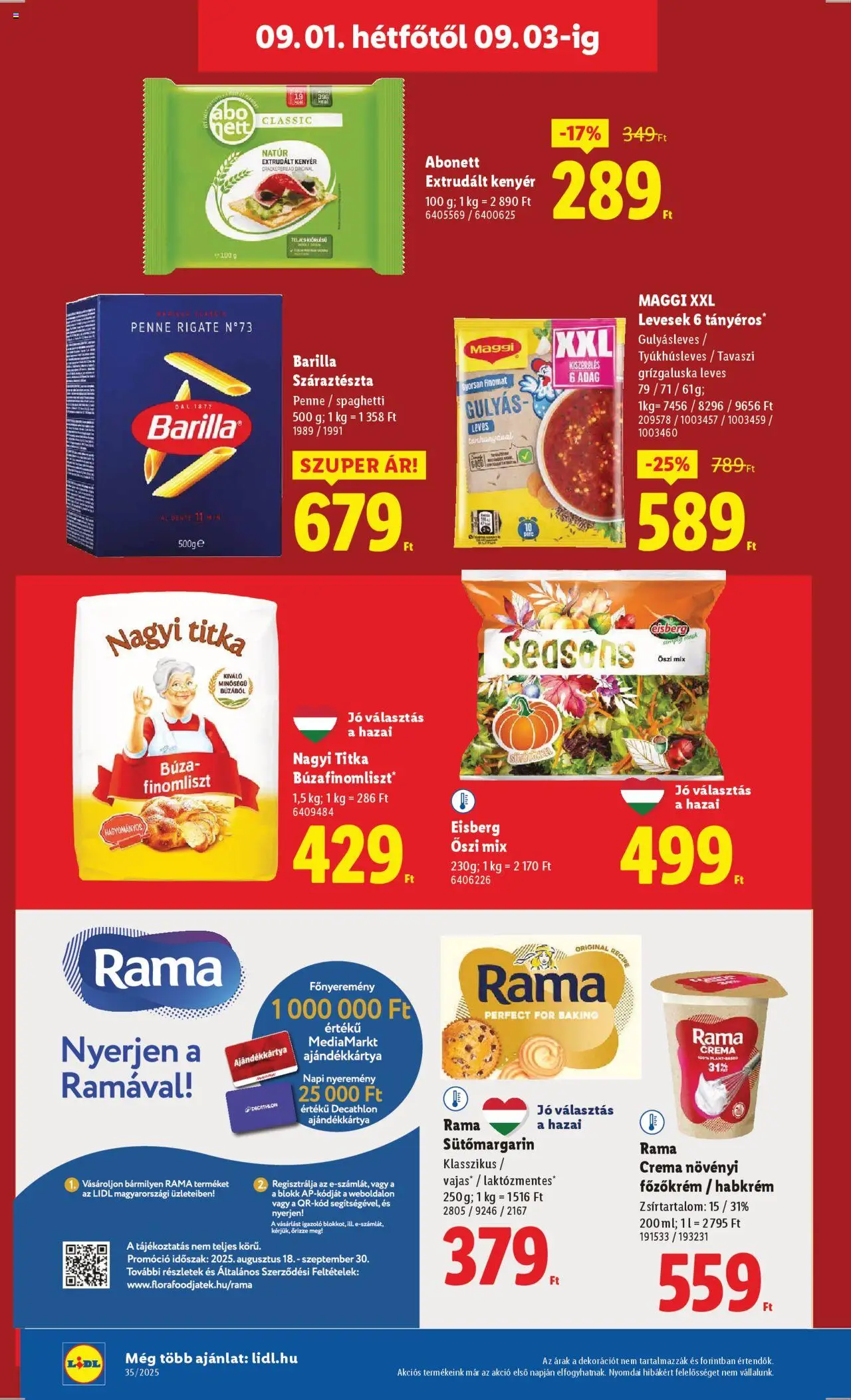 Lidl akciós ujság - amely érvényes a következő dátumtól: 28.08.2025 | Oldal: 70 | Termékek: Maggi, Penne, Száraztészta, Extrudált kenyér