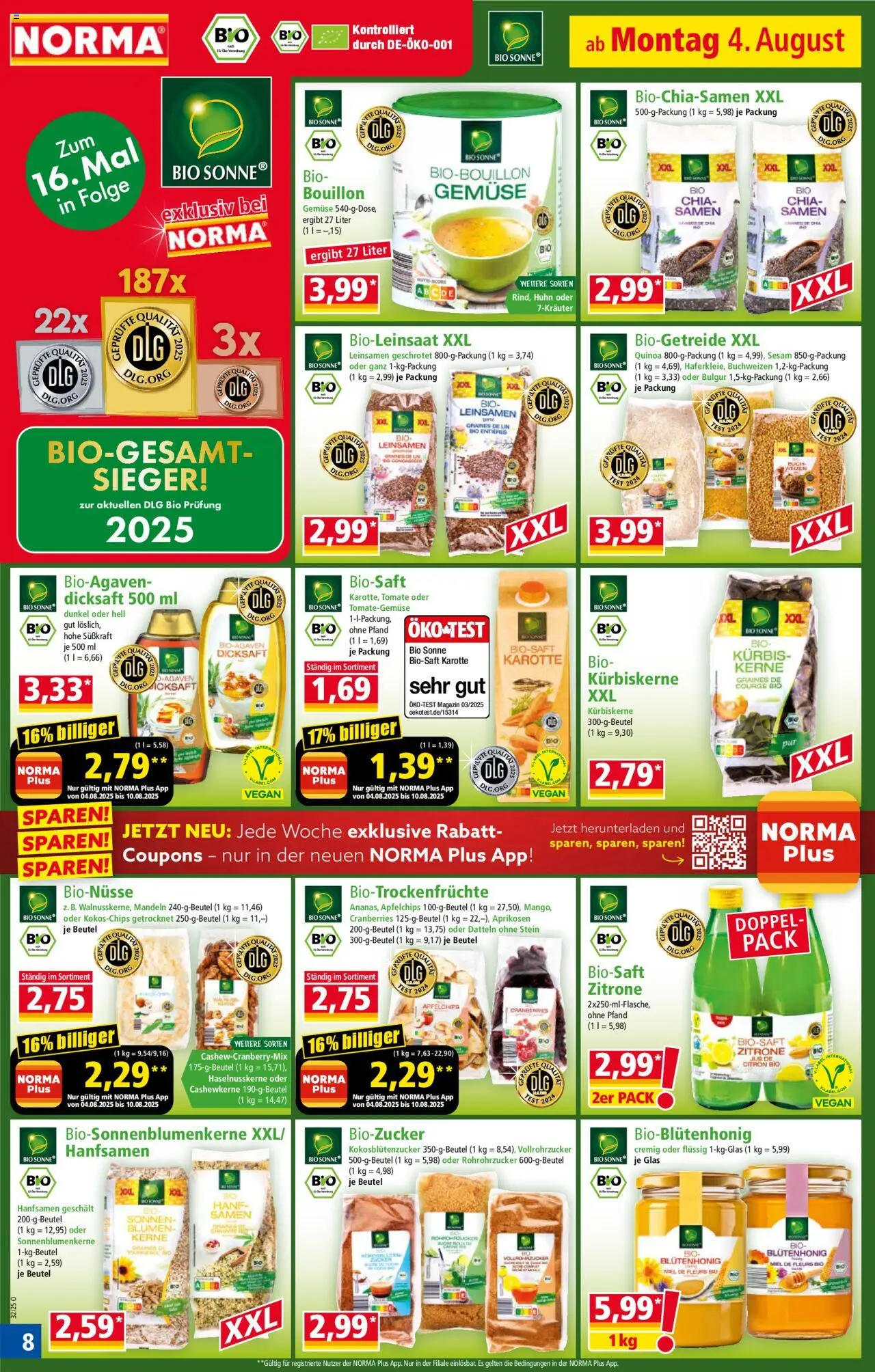 Norma Prospekt 	 - gültig ab dem 04.08.2025 | Seite: 8 | Produkte: Blumen, Zitrone, Kürbis, Karotte