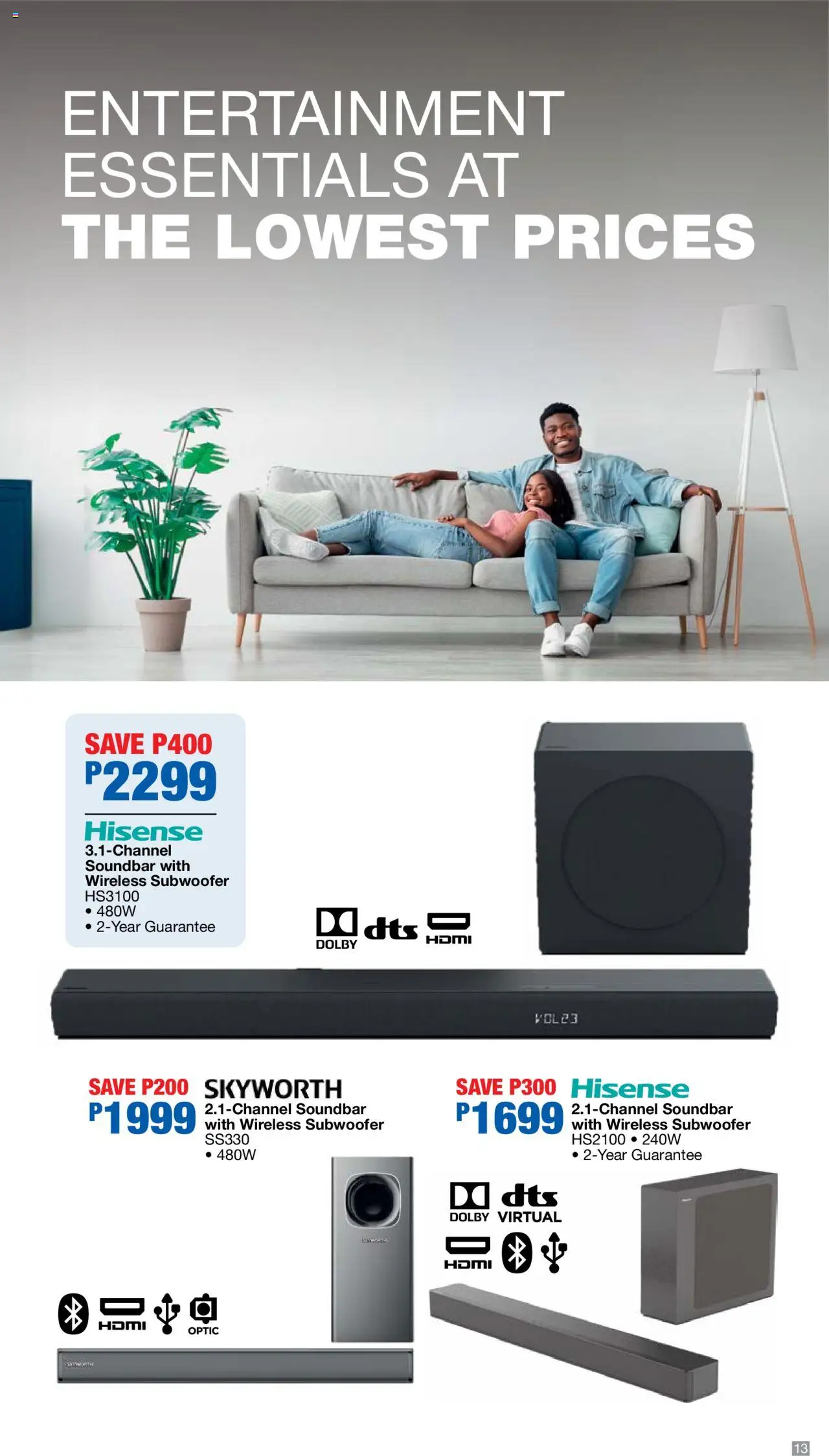 New OK Furniture catalogue – valid from 06.10.2025 | Page: 13 | Products: Soundbar, Subwoofer