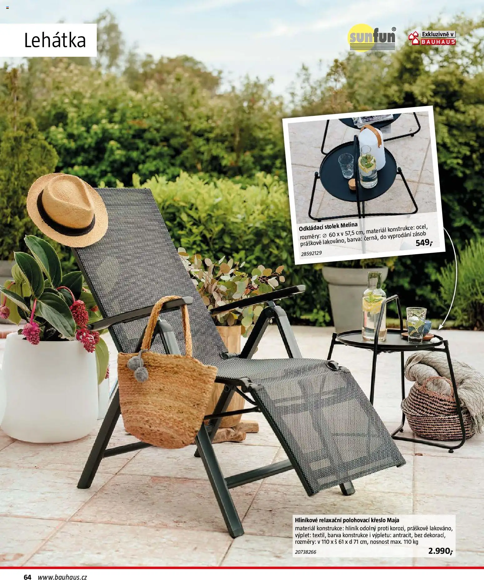 Bauhaus katalog Záhradní nábytek od 08.04.2026 | Strana: 64 | Produkty: Odkládací stolek, Lehátka, Křeslo, Stolek