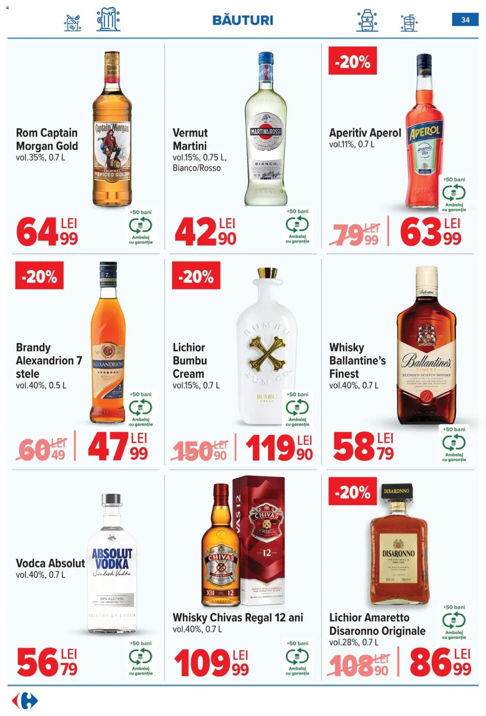 Noul catalog Carrefour – valabil de la 15.04.2026 | Pagină: 35 | Produse: Su ısıtıcı, Lichior, Rom, Aperol