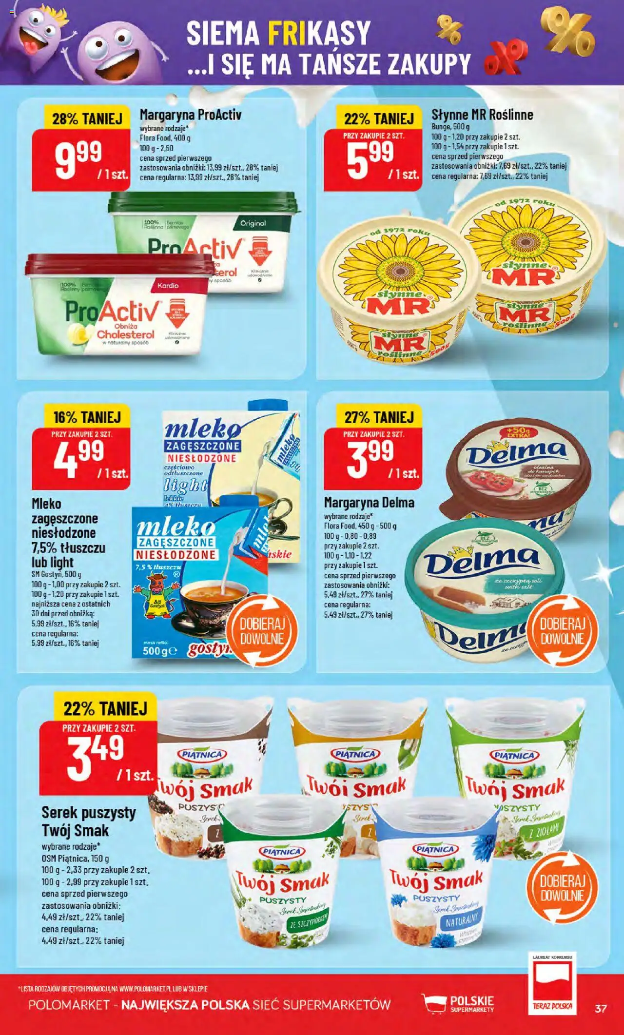 POLOmarket Gazetka od 06.08.2025 | Strona: 37 | Produkty: Serek, Margaryna, Mleko