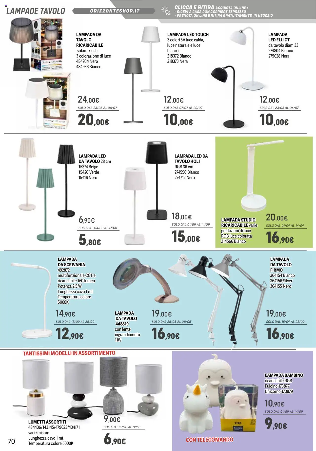 Volantino Orizzonte del 09.05.2025 | Pagina: 70 | Prodotti: Tavolo, Lente ingrandimento, Lampada, Lampada da scrivania
