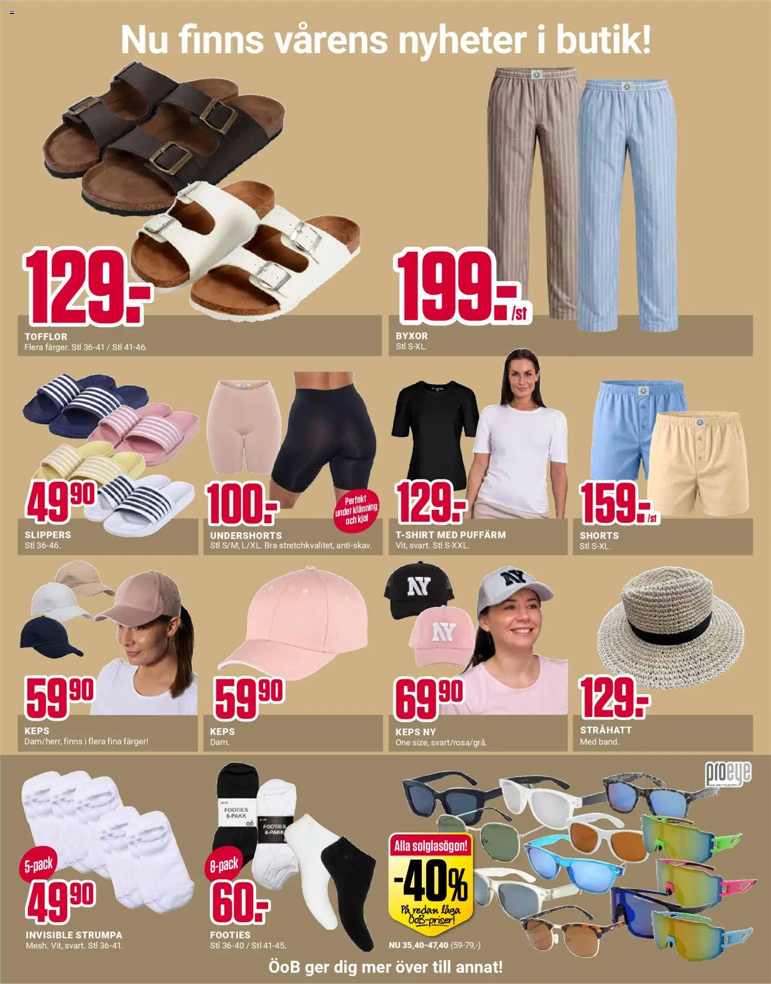 ÖoB reklamblad aktuell från 27.04.2026 | Sida: 5 | Produkter: Keps, Shorts, Solglasögon, Tofflor