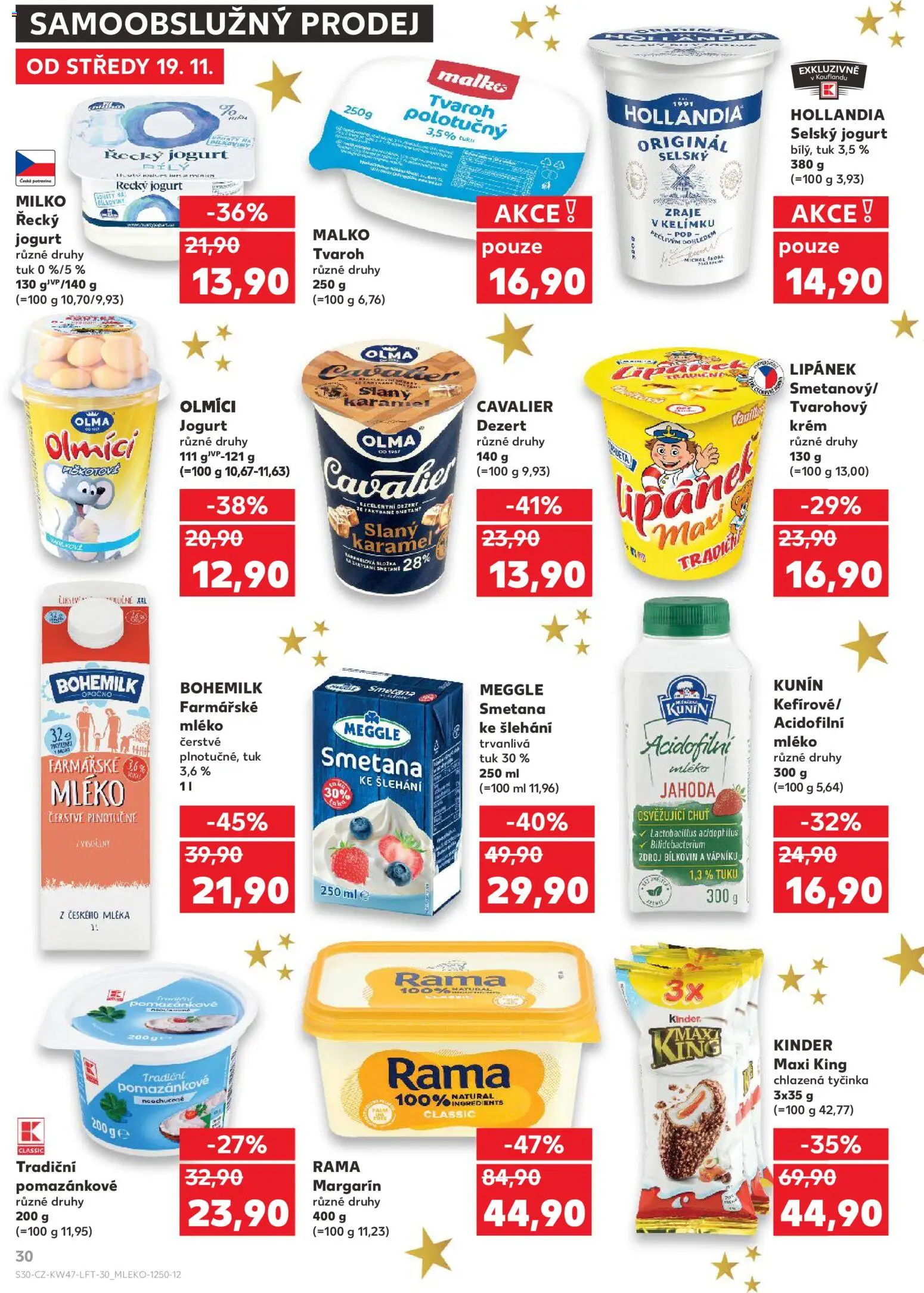 Kaufland leták - Brno od 19.11.2025 | Strana: 30 | Produkty: Řecký jogurt, Lipánek, Mléko, Cottage cheese