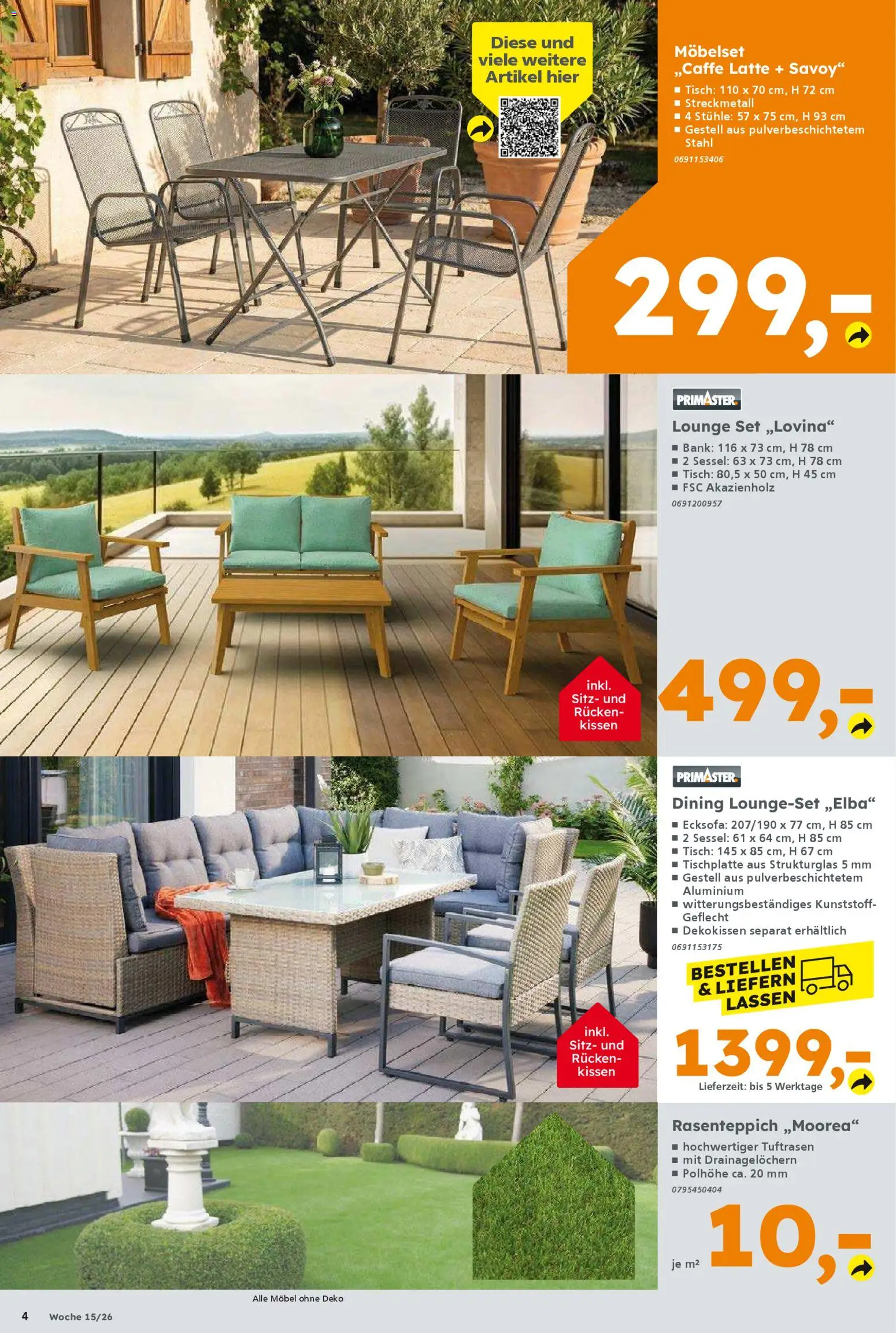 Globus Baumarkt Prospekt Zweibrücken	 – gültig ab 06.04.2026 | Seite: 4 | Produkte: Ecksofa, Kissen, Sessel, Tisch