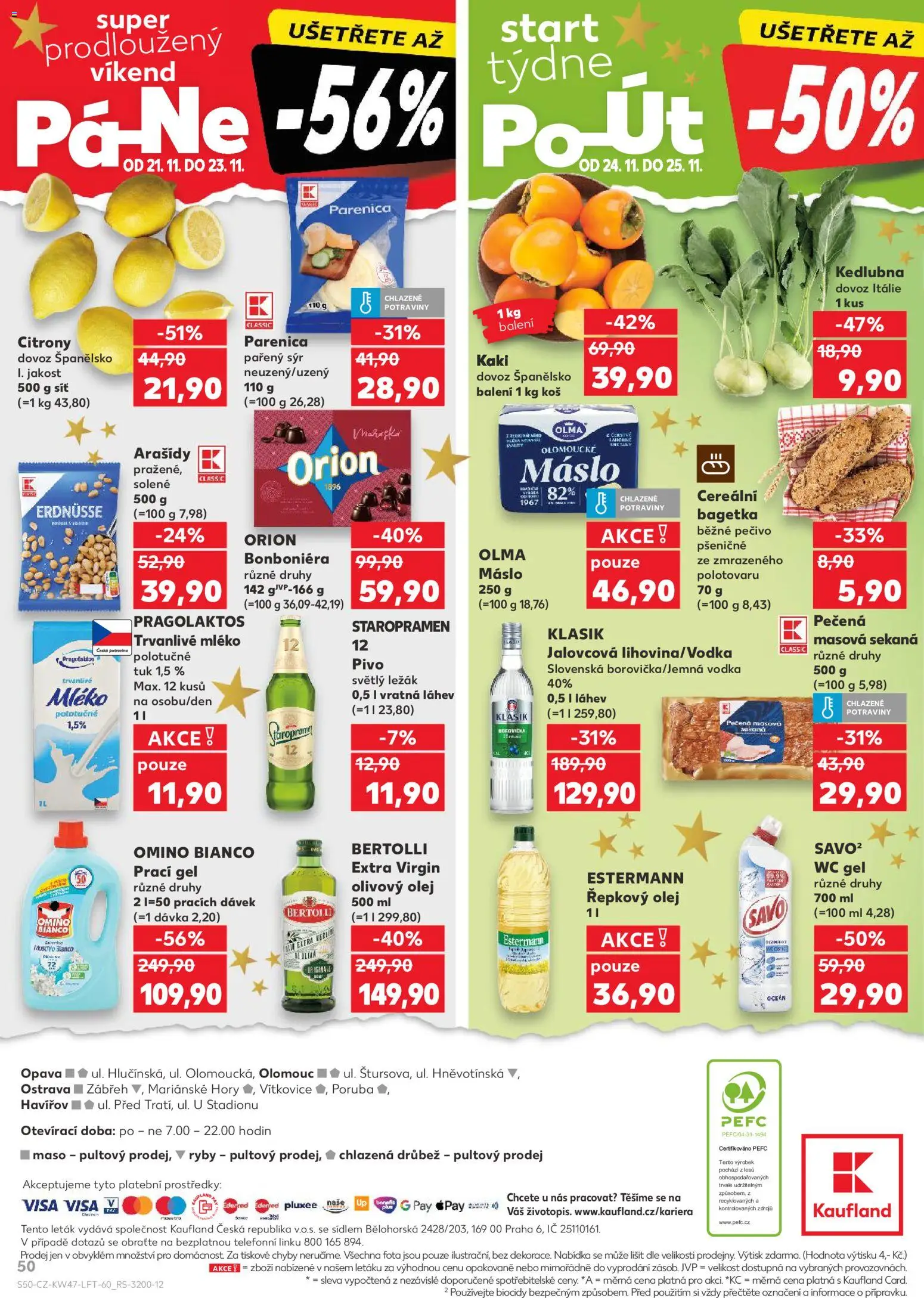 Kaufland leták - Ostrava od 19.11.2025 | Strana: 50 | Produkty: Máslo, Staropramen 12, Vodka, Ryby