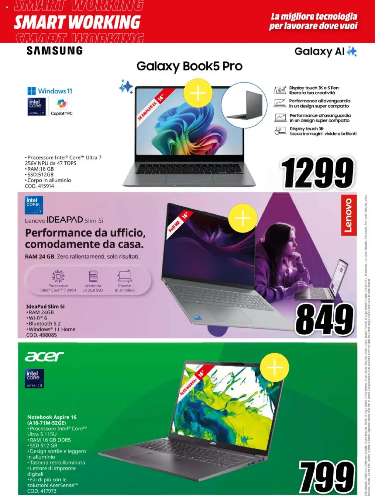 Volantino Media World del 17.10.2025 | Pagina: 2 | Prodotti: Notebook, Samsung Galaxy, Tastiera, Samsung