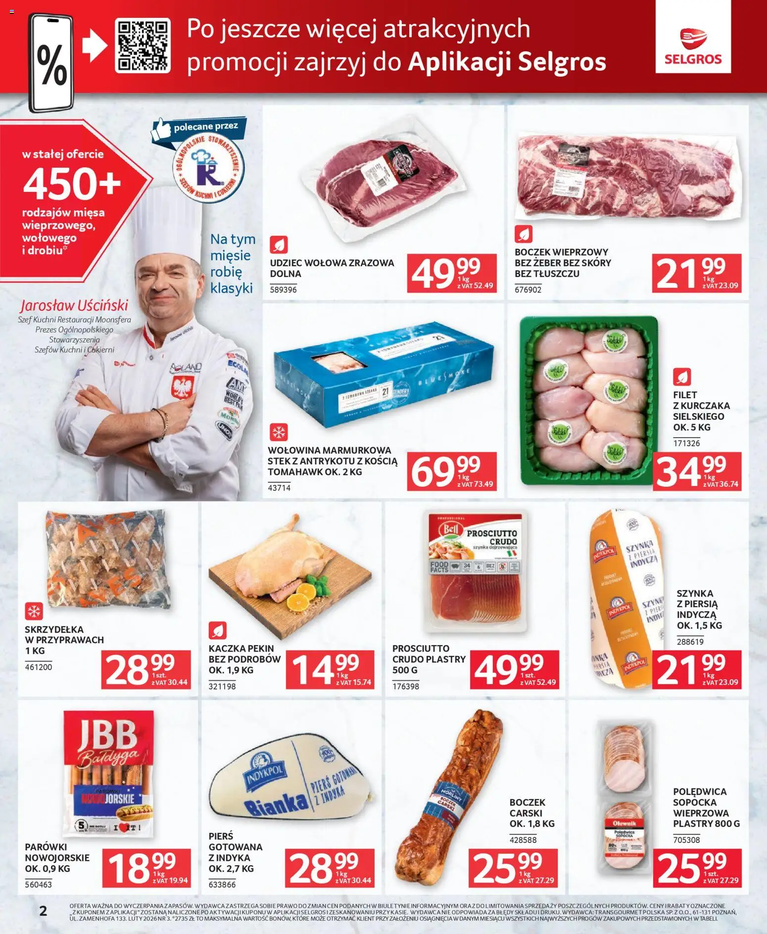 Selgros cash&carry Gazetka - Oferta dla gastronomii od 05.02.2026 | Strona: 2 | Produkty: Boczek wieprzowy, Kaczka, Parówki, Wołowina