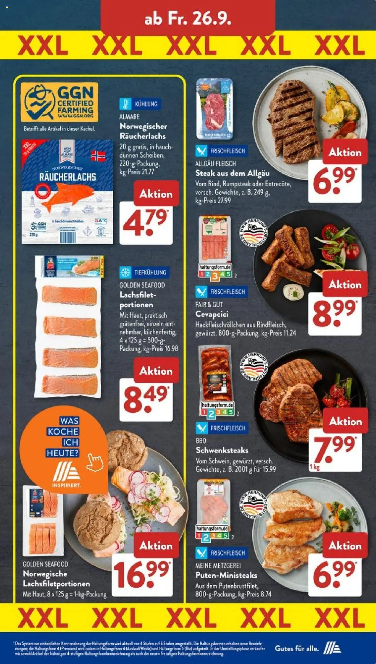 Aldi Süd Prospekt 	 – gültig ab 22.09.2025 | Seite: 17 | Produkte: Rumpsteak, Räucherlachs, Steak, Fleisch