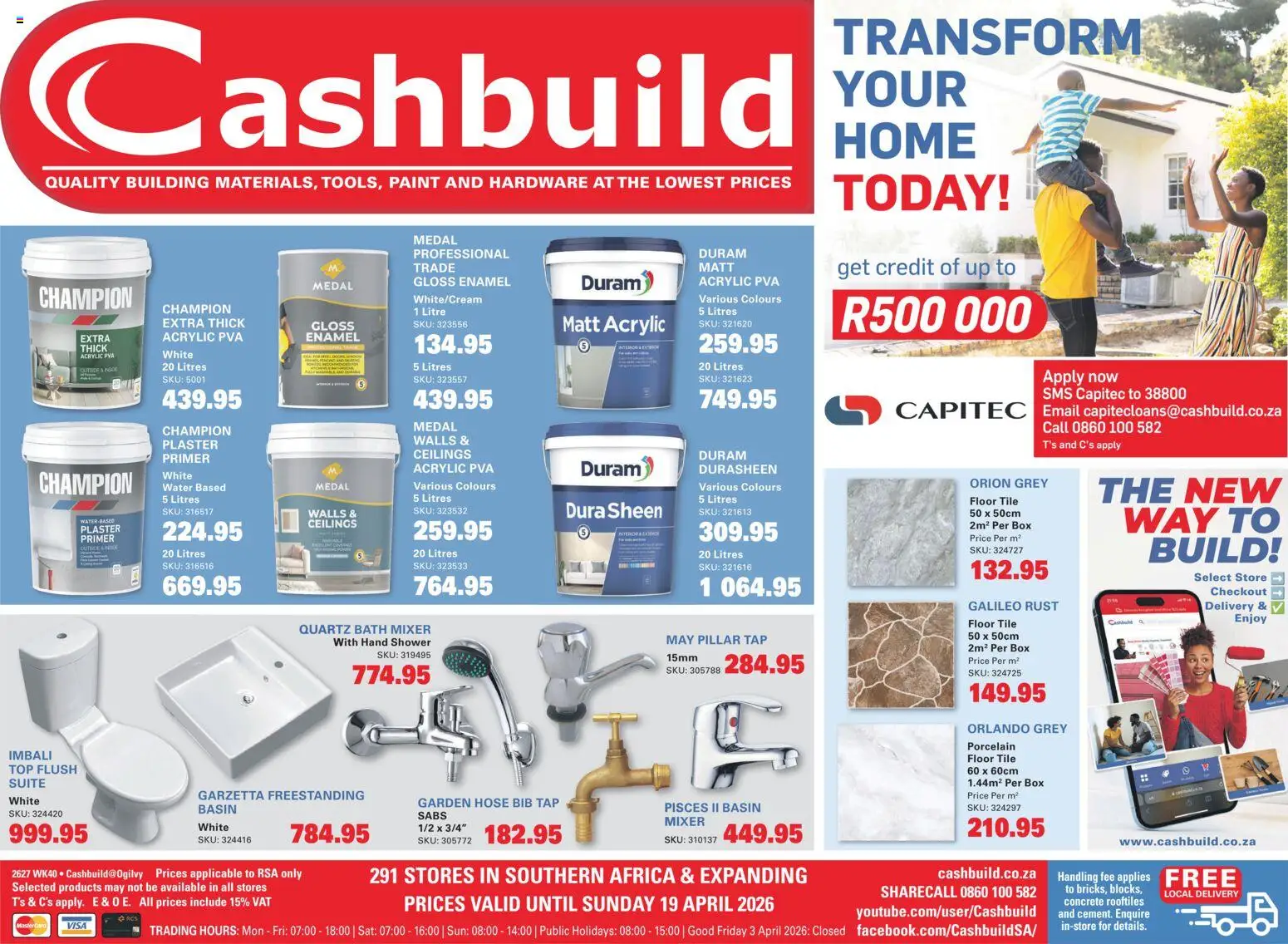New Cashbuild catalogue – valid from 02.04.2026 | Page: 1 | Products: Gloss, Shower, Plaster, Water