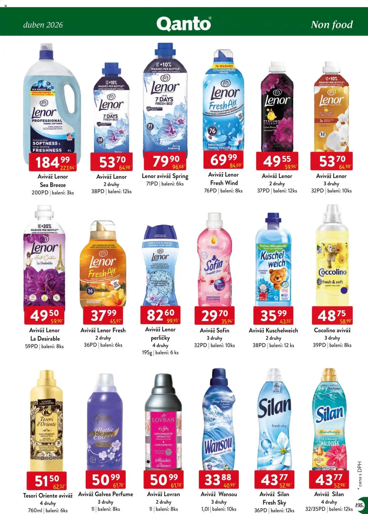 Astur & Qanto leták - Velkoobchod 04/2026 od 01.04.2026 | Strana: 195 | Produkty: Aviváž, Coccolino, Moët, Essence