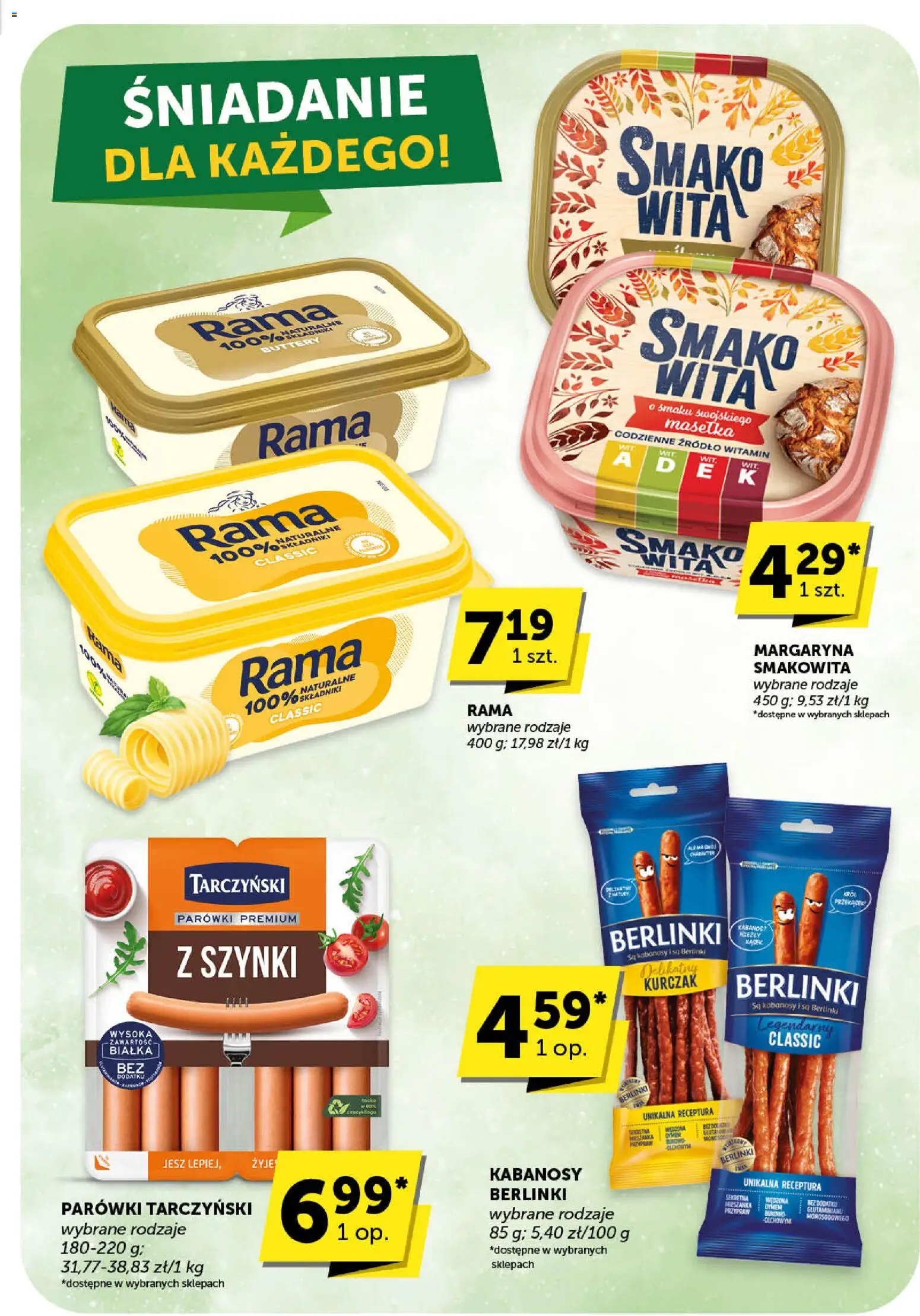ABC Gazetka - Minimarket od 30.10.2025 | Strona: 25 | Produkty: Kurczak, Kabanosy, Parówki tarczyński, Margaryna