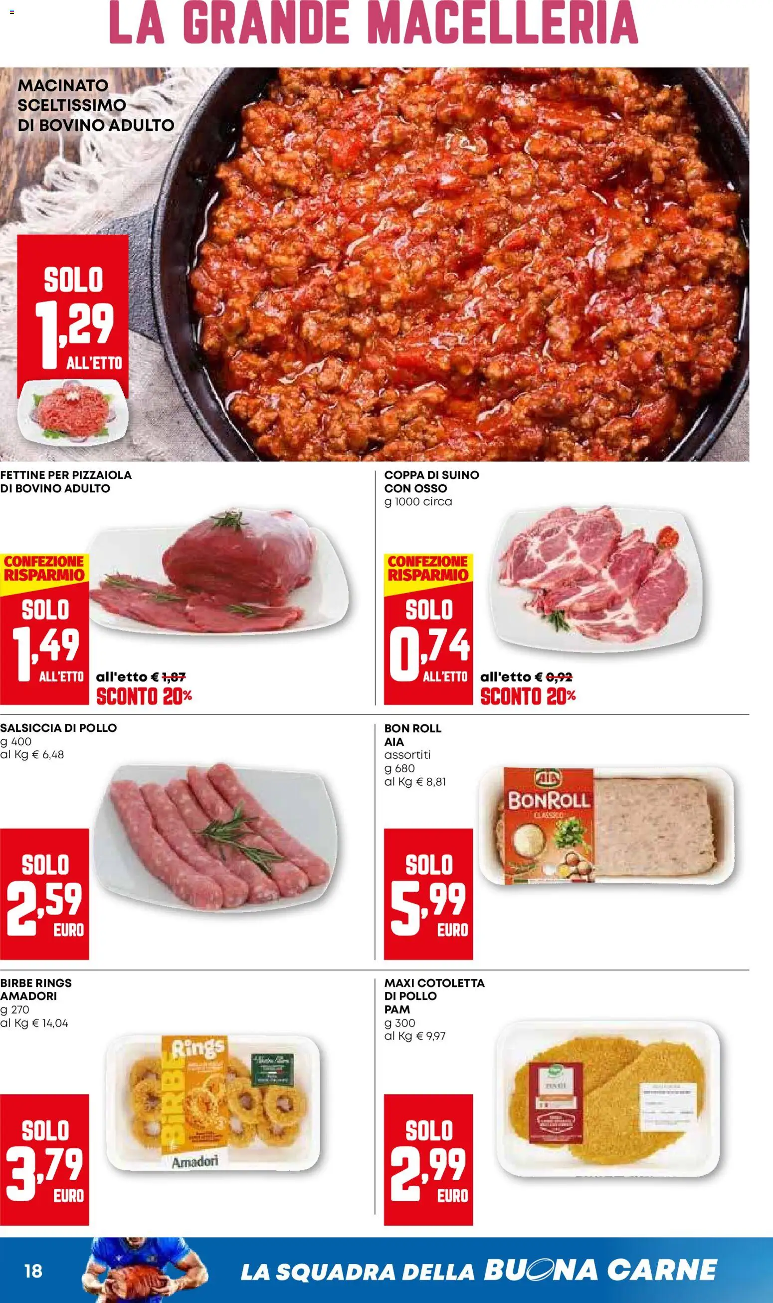 Volantino PAM del 15.01.2026 | Pagina: 18 | Prodotti: Bovino, Pollo, Salsiccia, Macinato
