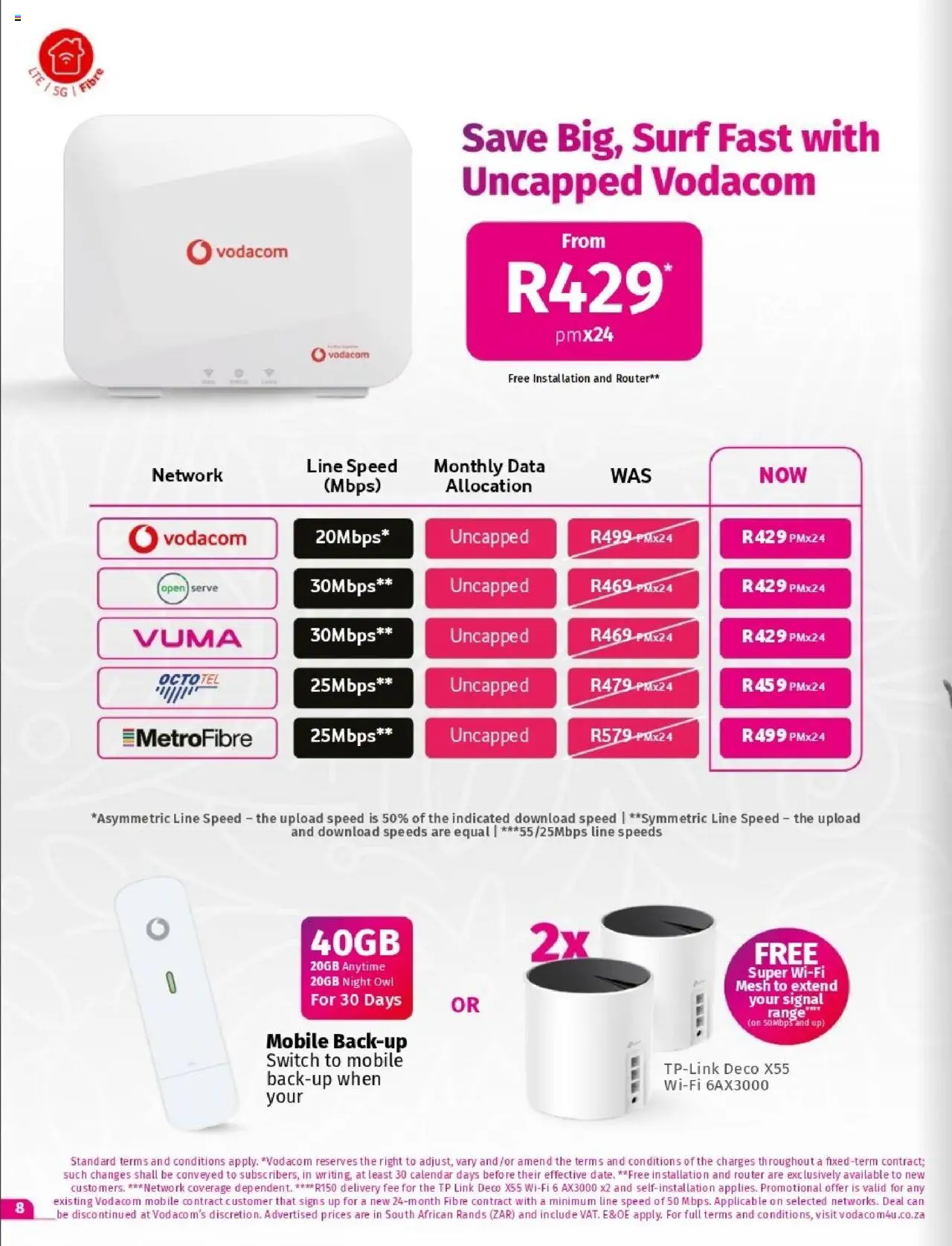New Vodacom catalogue – valid from 09.09.2025 | Page: 8 | Products: Data, Router, Switch
