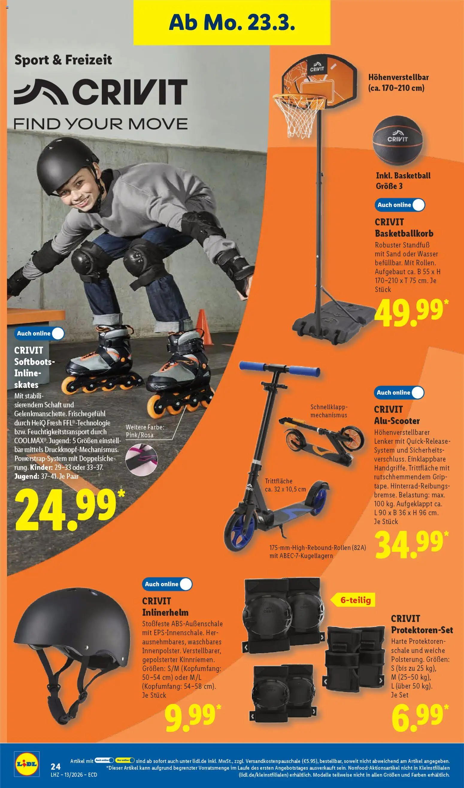 Lidl Prospekt – gültig ab 23.03.2026 | Seite: 44 | Produkte: Wasser, Basketball