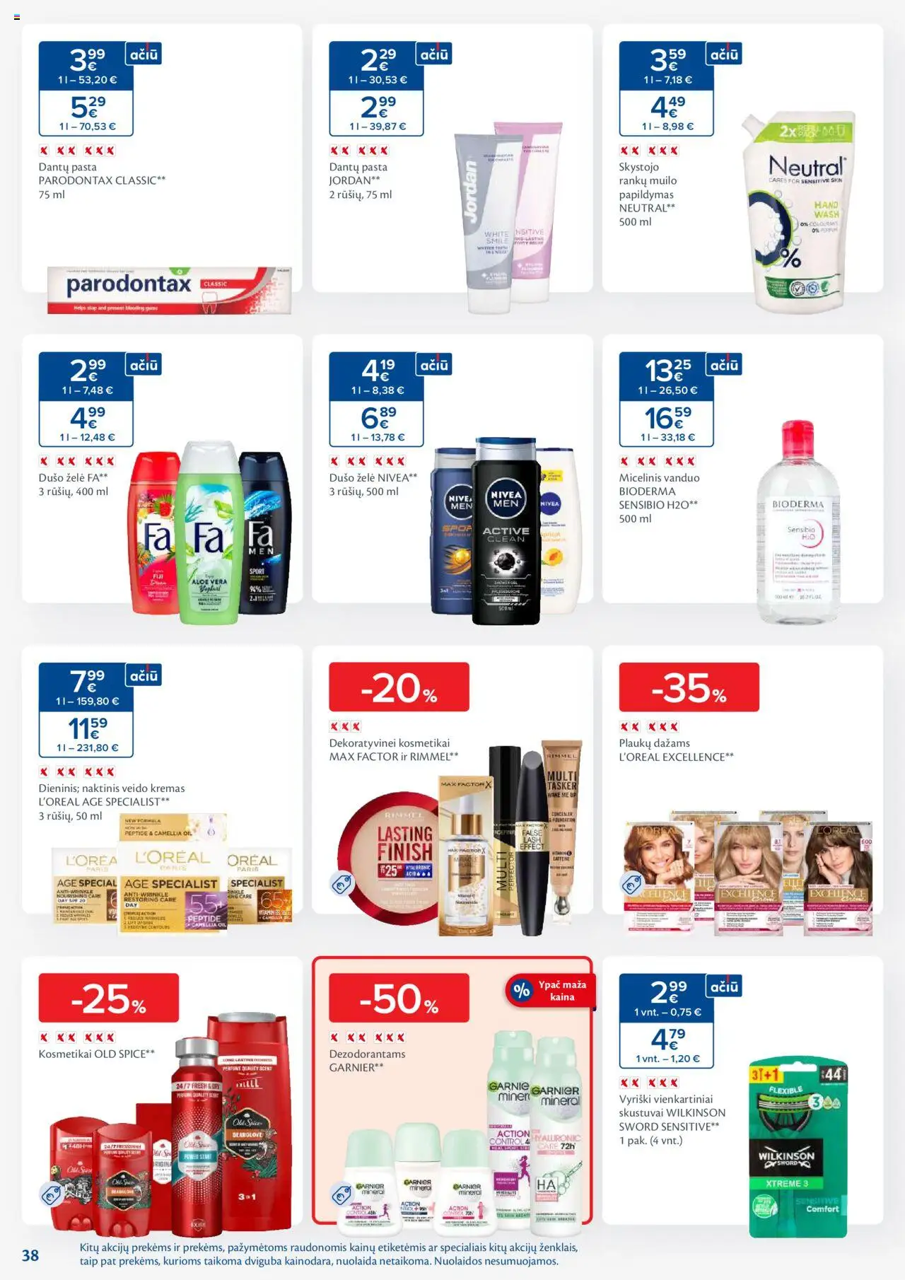 MAXIMA leidinys│galioja nuo 05.08.2025 | Puslapis: 38 | Prekių: Kremas, Micelinis vanduo, Dušo želė, Dantų pasta