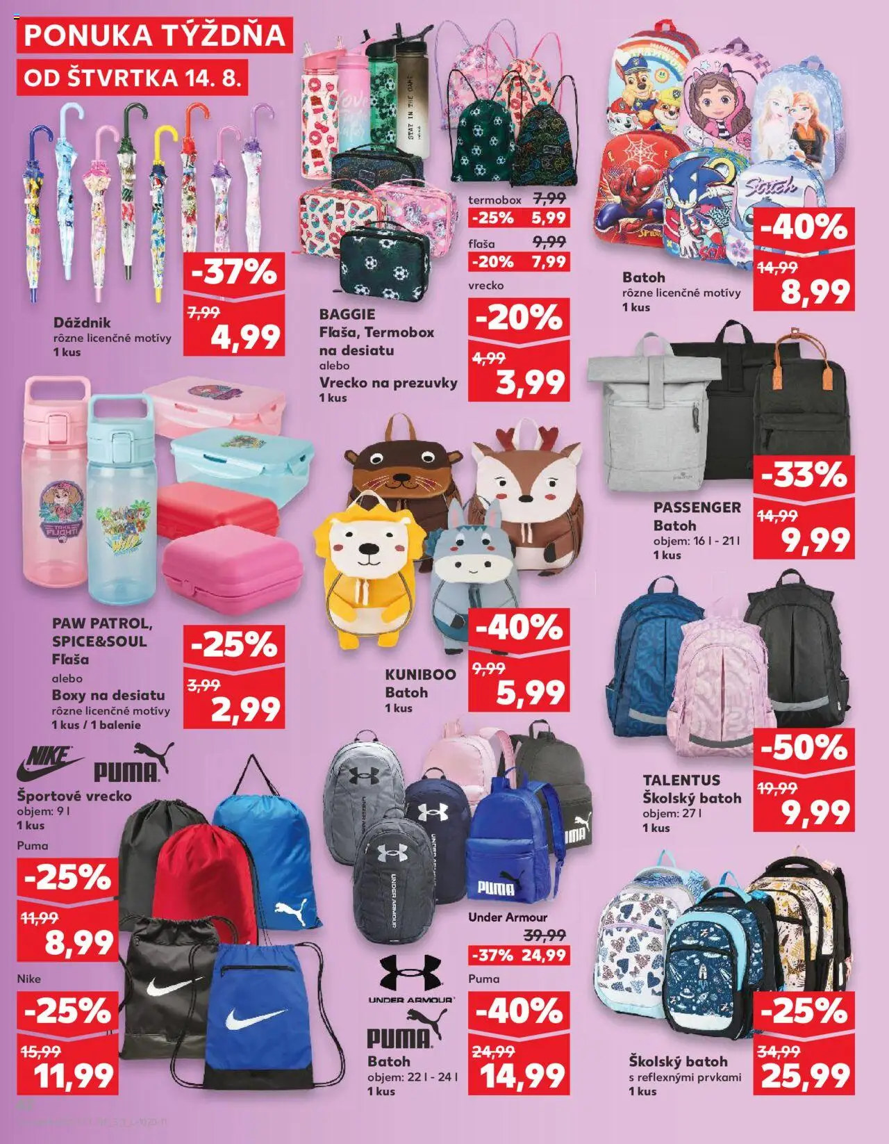 Kaufland SK akciós ujság - amely érvényes a következő dátumtól: 14.08.2025 | Oldal: 62 | Termékek: Under armour