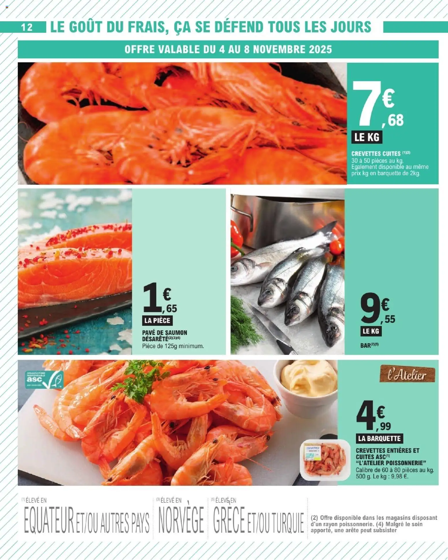 {H1} | Page: 12 | Produits: Pavé de saumon, Poissonnerie, Crevettes, Saumon