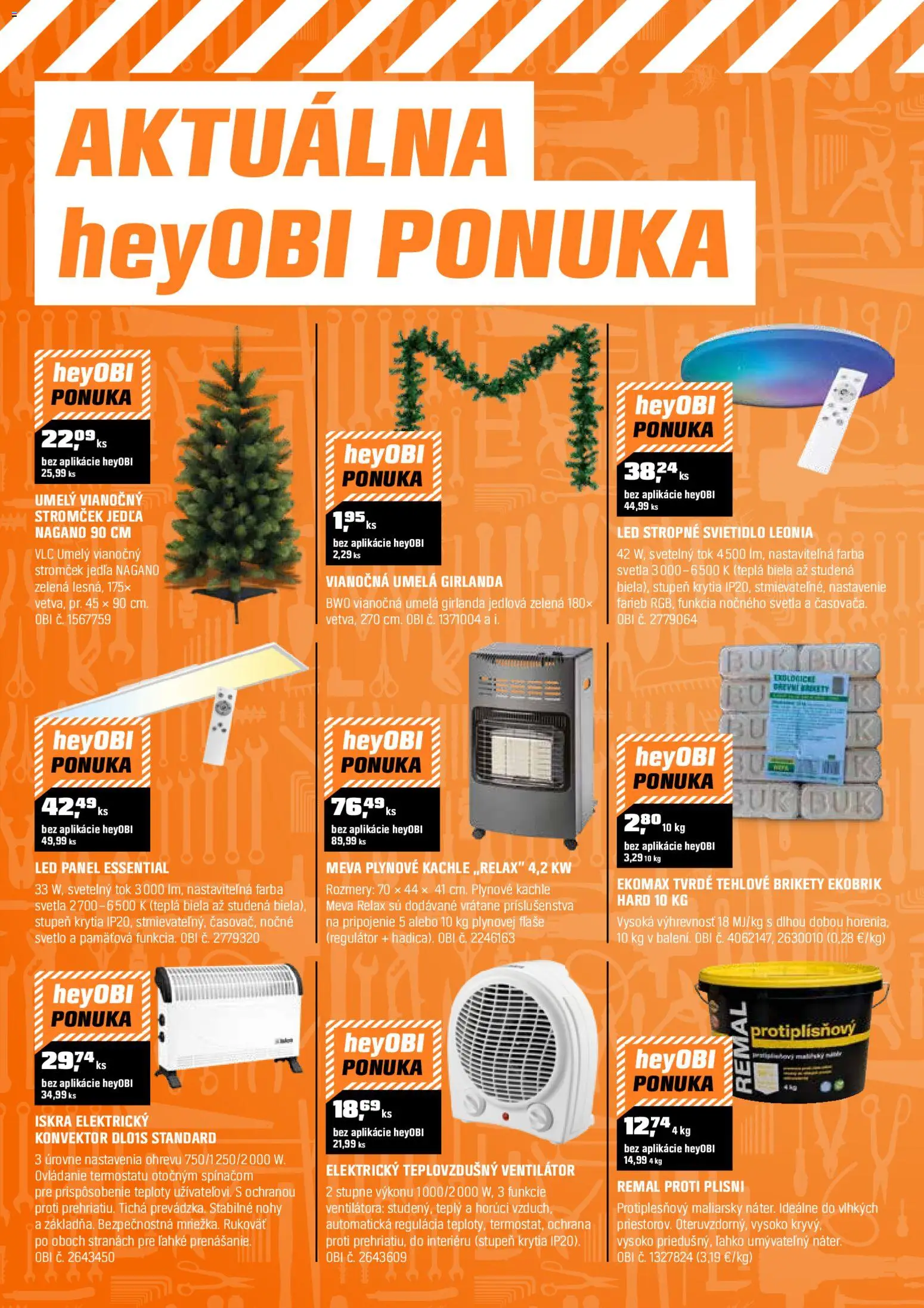 Nové OBI akcie – leták je platný od 01.11.2025 | Strana: 10 | Produkty: Stropné svietidlo, Led stropné svietidlo, Nočné svetlo, Kachle