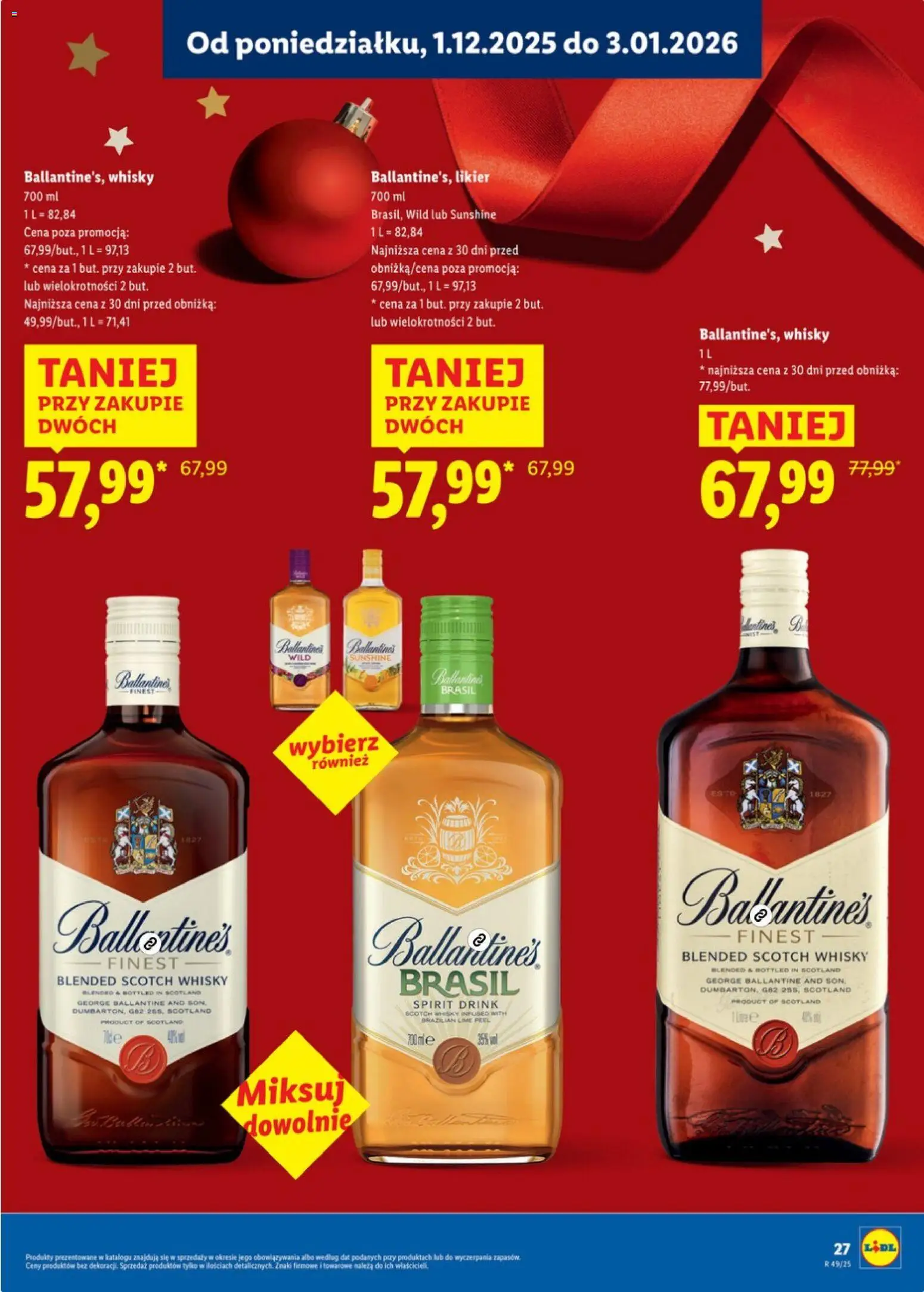 Lidl Katalog alkoholi mocnych i win od 01.12.2025 | Strona: 28 | Produkty: Grant's, Red label, Whisky