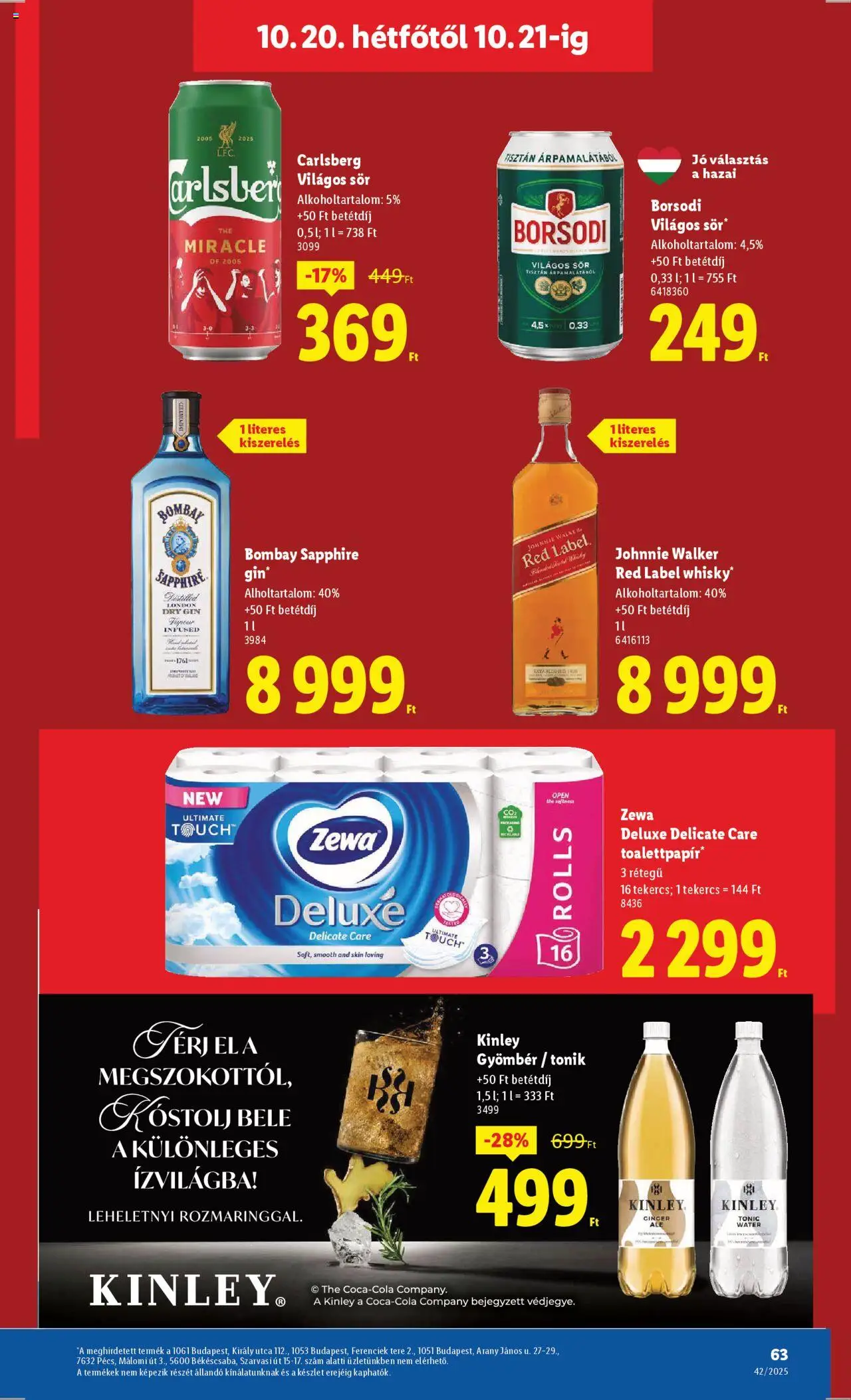 Lidl akciós ujság - amely érvényes a következő dátumtól: 16.10.2025 | Oldal: 63 | Termékek: Tonic, Gyömbér, Sör, Gin