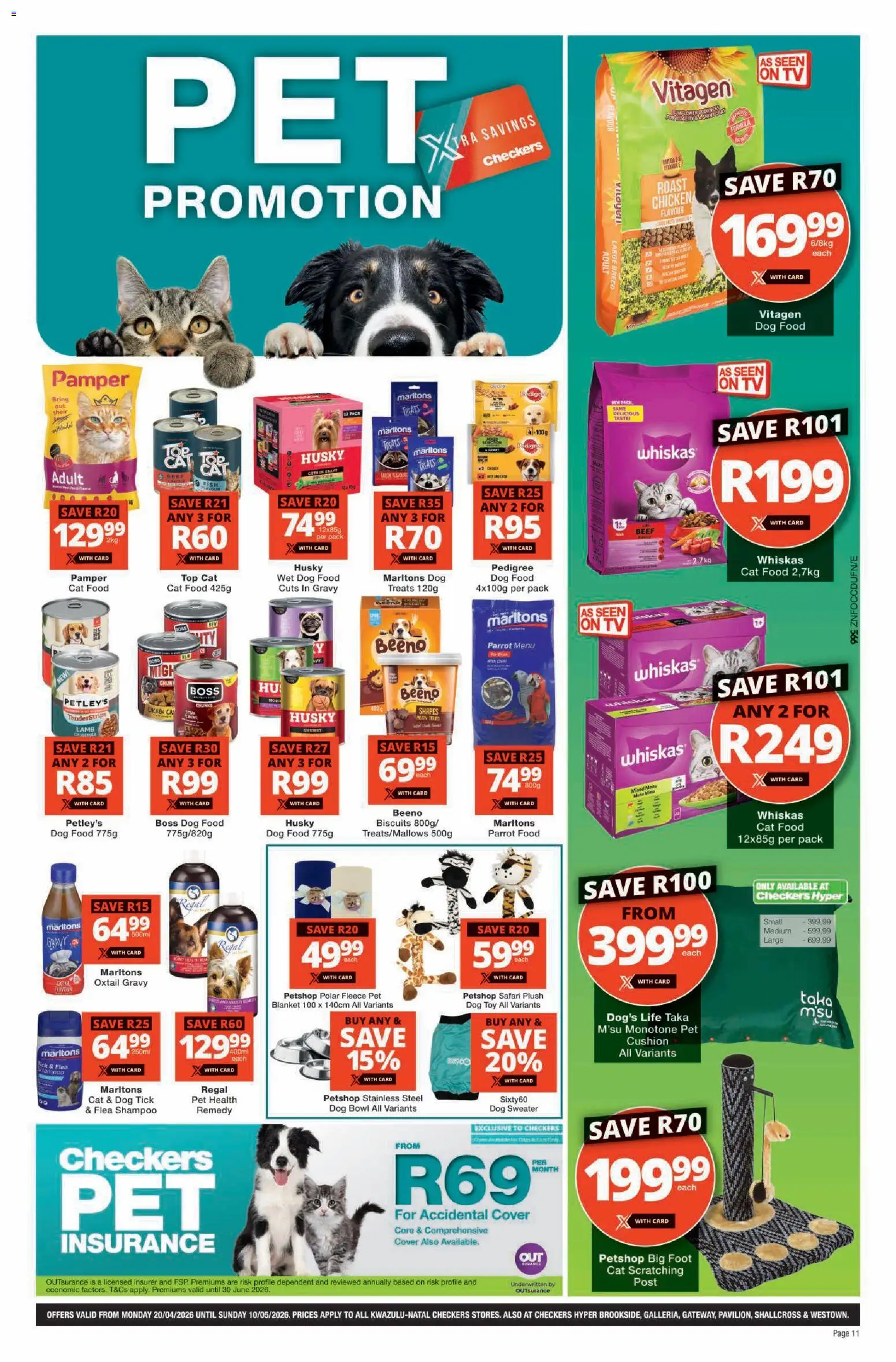 New Checkers catalogue – valid from 20.04.2026 | Page: 11 | Products: Cover, TV, Fish, Cat food