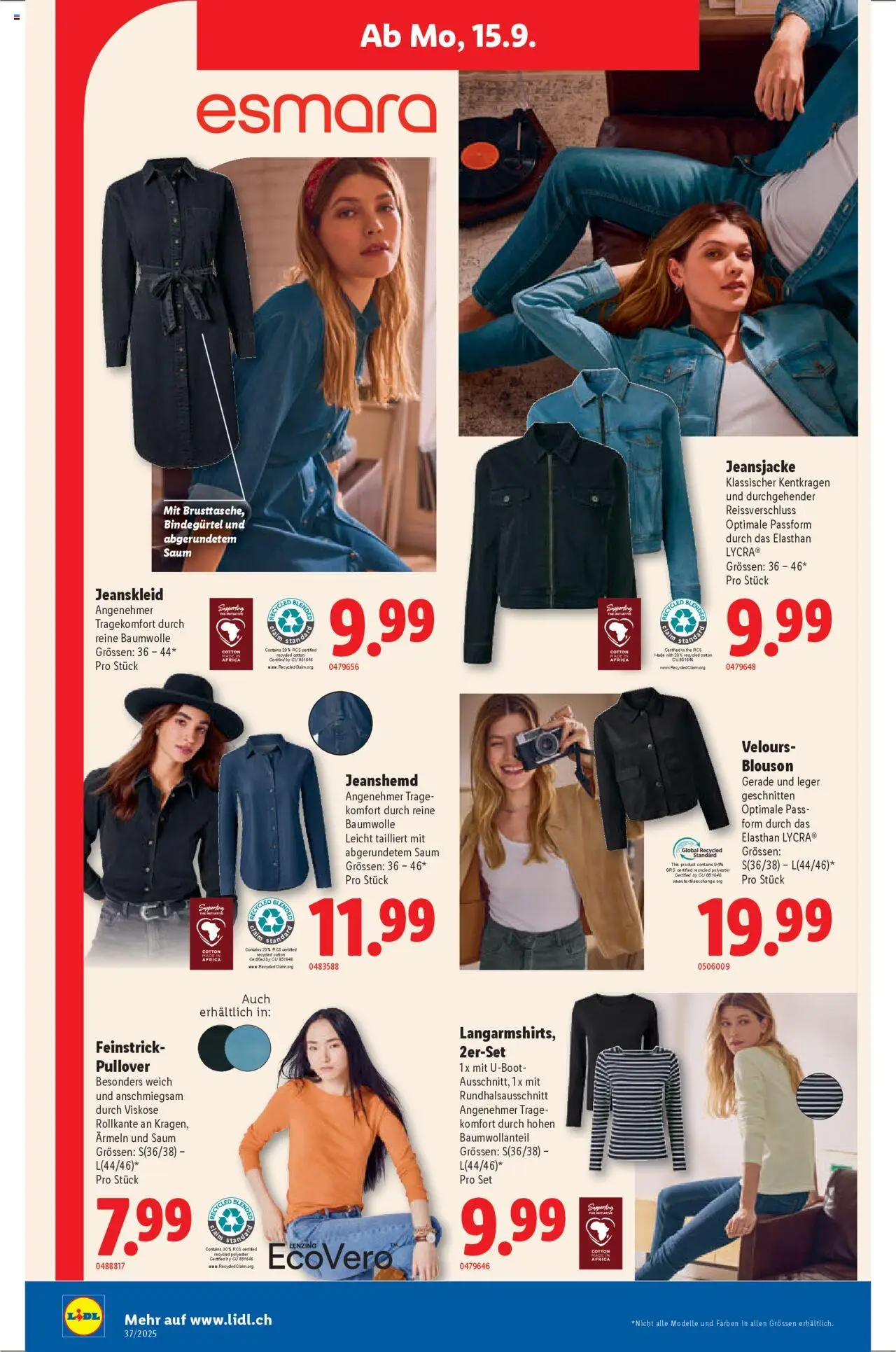 Lidl Aktionen – gültig ab 11.09.2025 | Seite: 34 | Produkte: Jeanshemd, Pullover, Jeansjacke