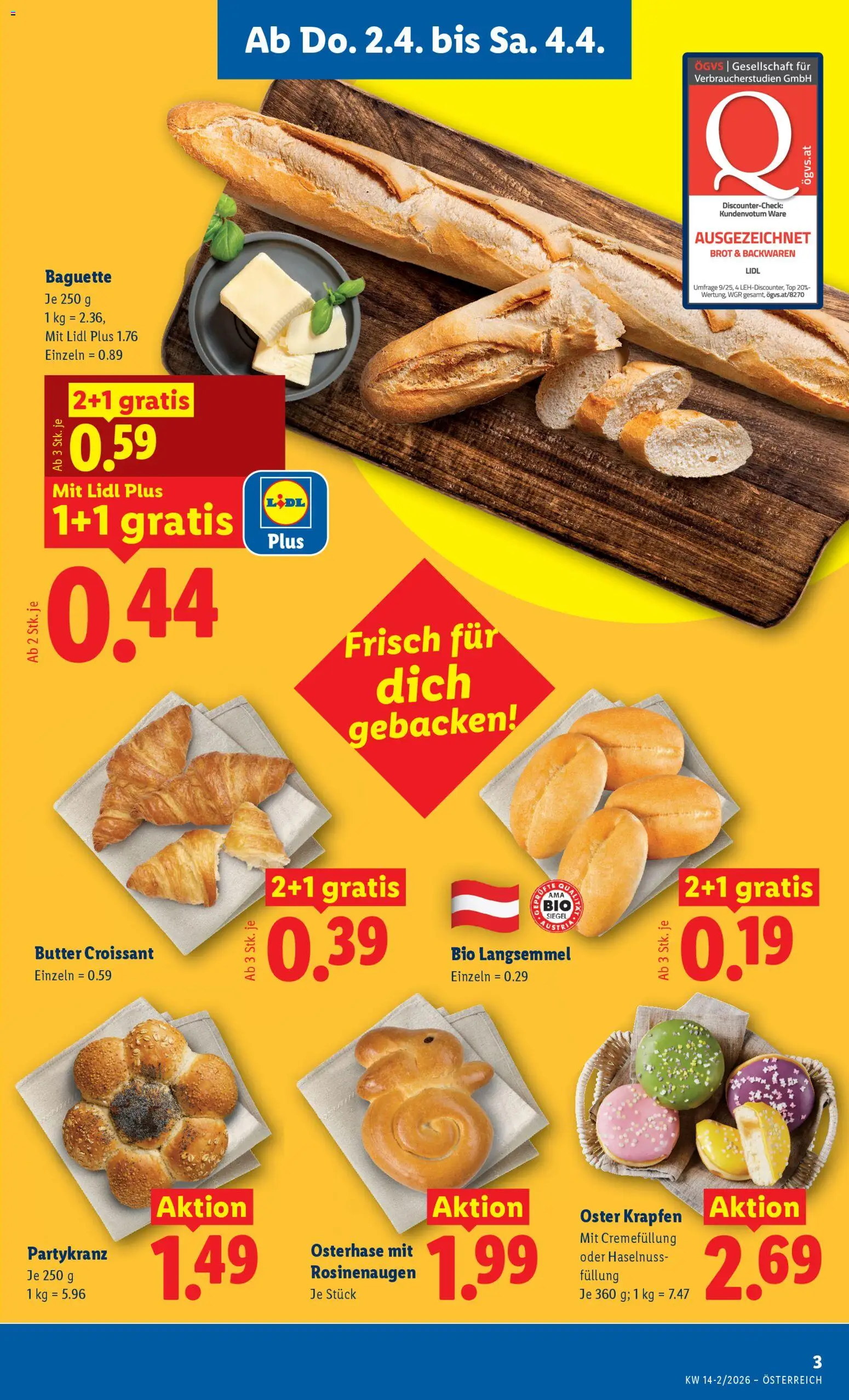 Lidl Flugblatt - Eisenstadt, Ebenfurth, Mattersburg gültig ab 02.04.2026 | Seite: 5 | Produkte: Jääkaappipakastin, Butter, Brot