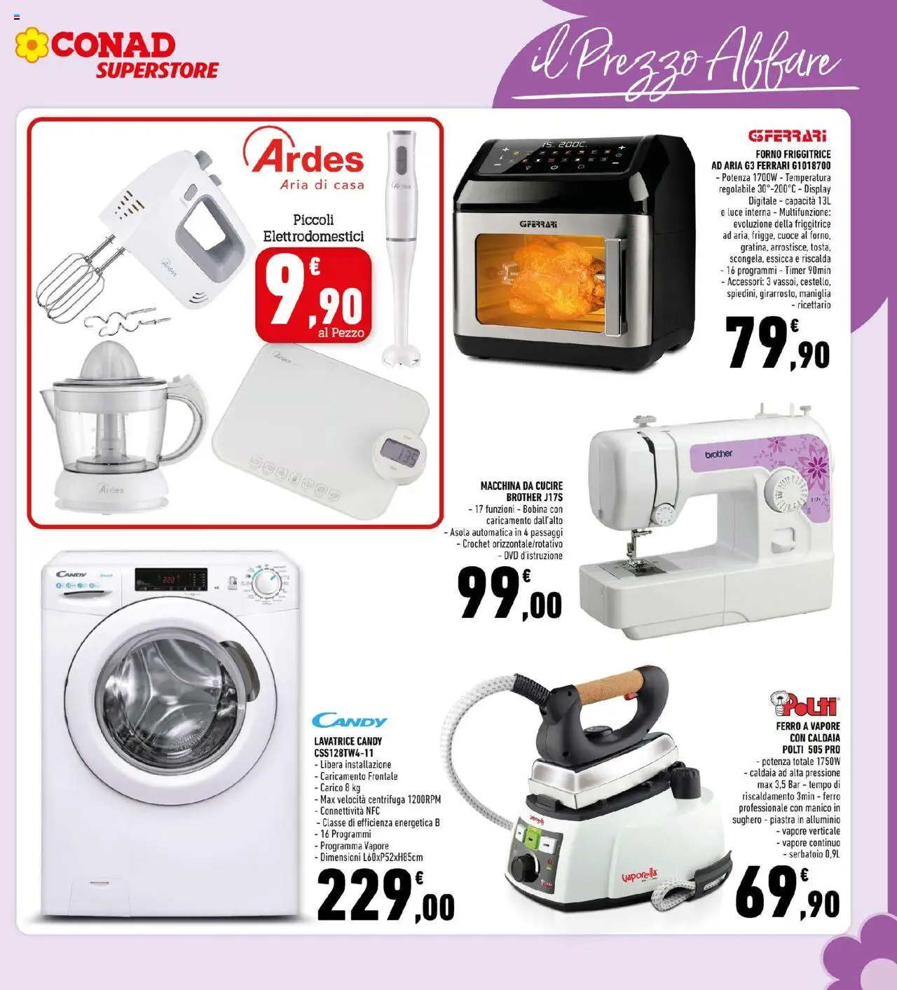 Volantino Conad del 22.10.2025 | Pagina: 27 | Prodotti: Dvd, Centrifuga, Macchina da cucire, Friggitrice