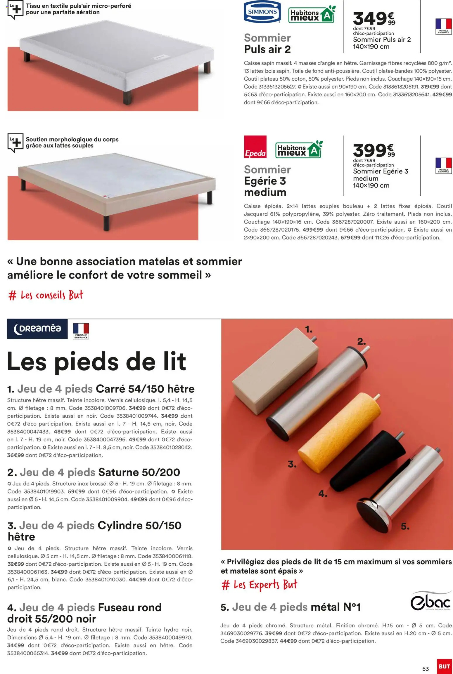 {H1} | Page: 53 | Produits: Plateau, Lit, Matelas, Sommier