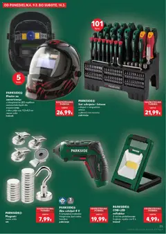 PARKSIDE® Aku odvijač 4 V, 4 izmjenjiva nastavka Integrirane Led radne žaruljice pakiranje - Pregled kataloga iz trgovine Kaufland, vrijedi od 04.03.2026 | Stranica: 23 | Proizvodi: Maska, Reflektor, Odvijač, Parkside