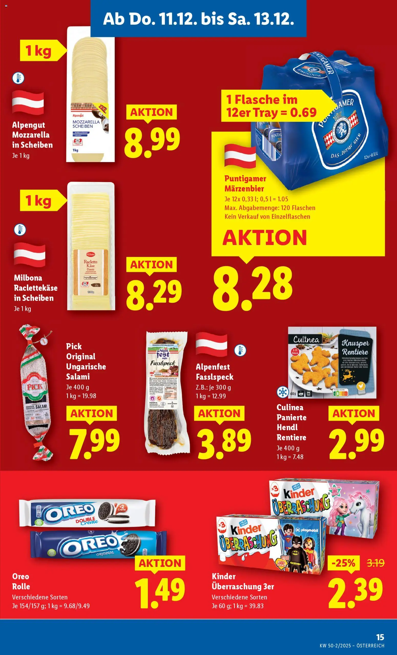 Lidl Flugblatt - Oberpullendorf, Güssing, Oberwart gültig ab 11.12.2025 | Seite: 17 | Produkte: Käse, Creme, Salami, Bier