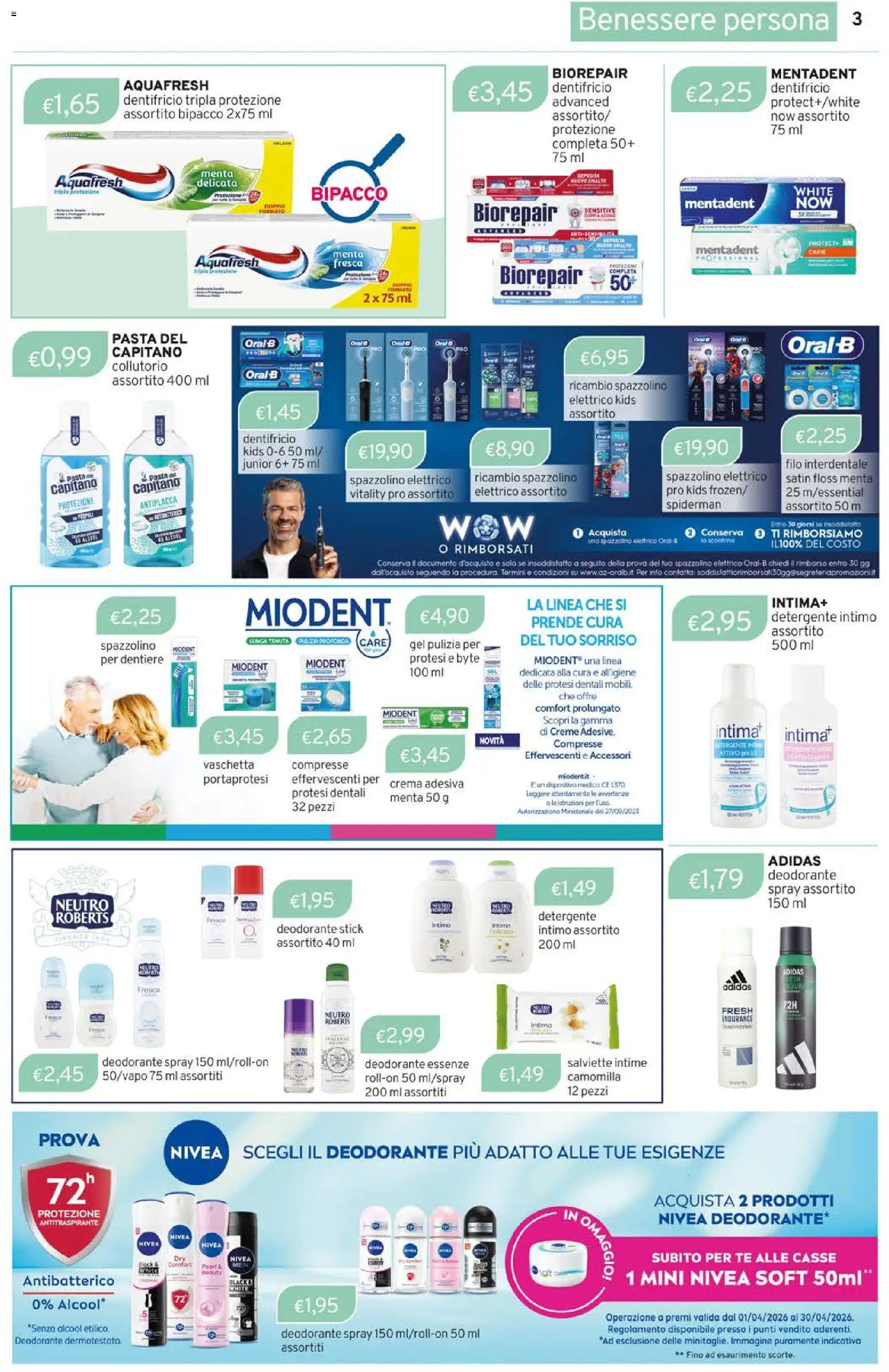 Volantino Sirene Blu del 01.04.2026 | Pagina: 3 | Prodotti: Antitraspirante, Spazzolino, Intimo, Spazzolino elettrico