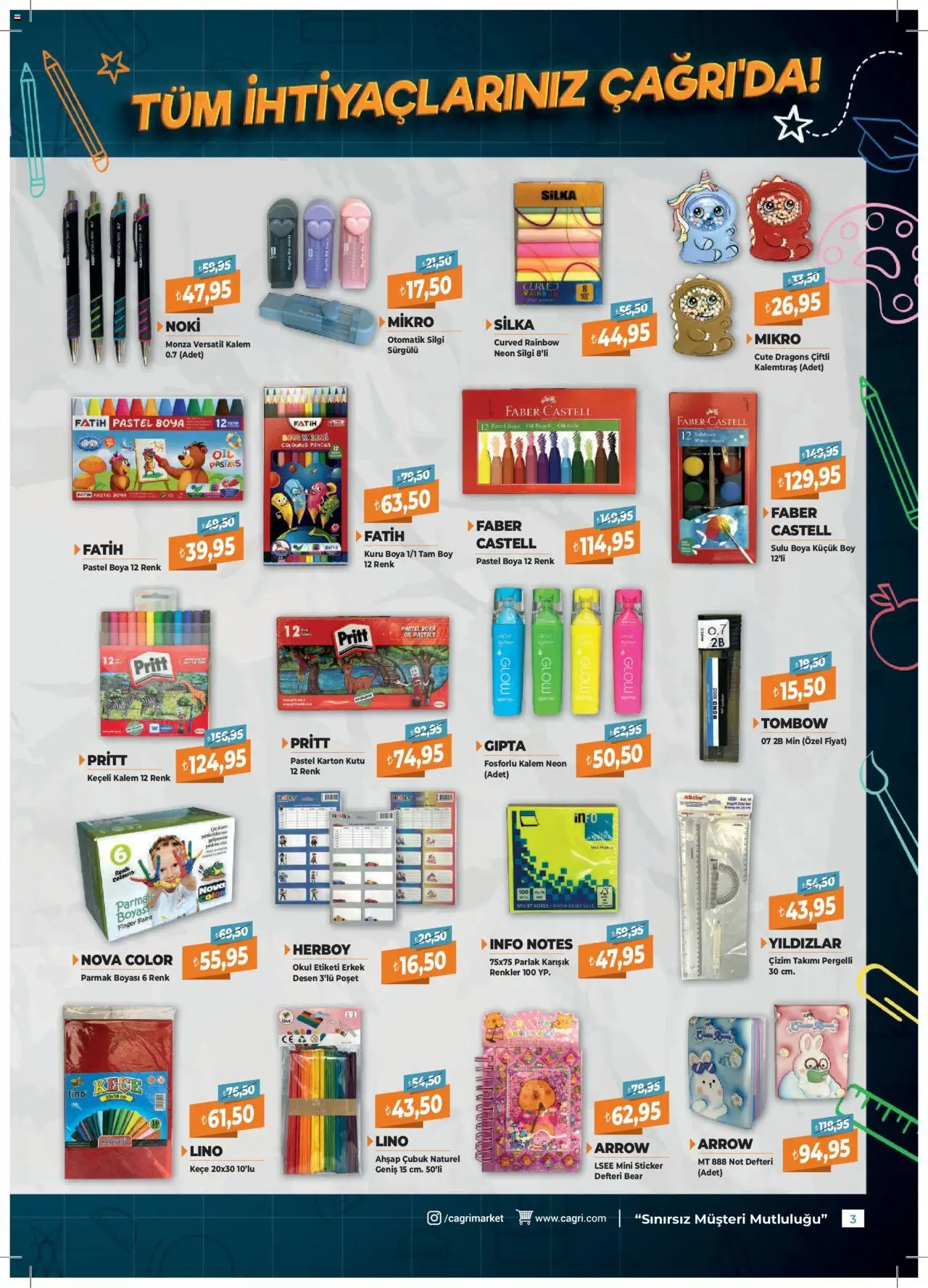 Çağrı Market Kırtasiye Katalog - 27.08.2025 tarihinden itibaren geçerlidir | Sayfa: 3 | Ürünler: Kutu, Keçeli kalem, Pastel boya, Boya kalemi