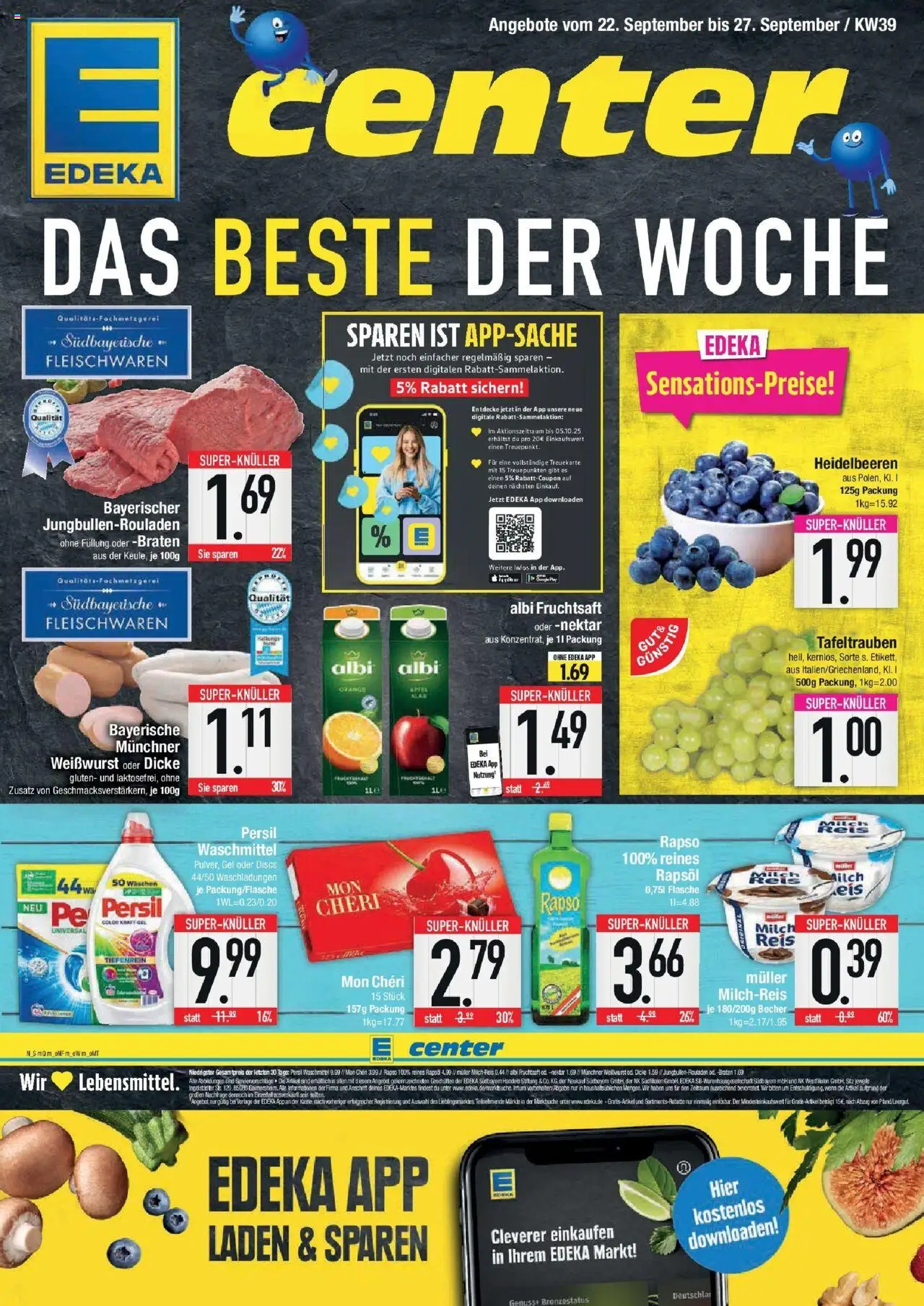 Edeka prospekt Hunderdorf	 – gültig ab 21.09.2025 | Seite: 1 | Produkte: Waschmittel, Fruchtsaft, Persil, Mon cheri