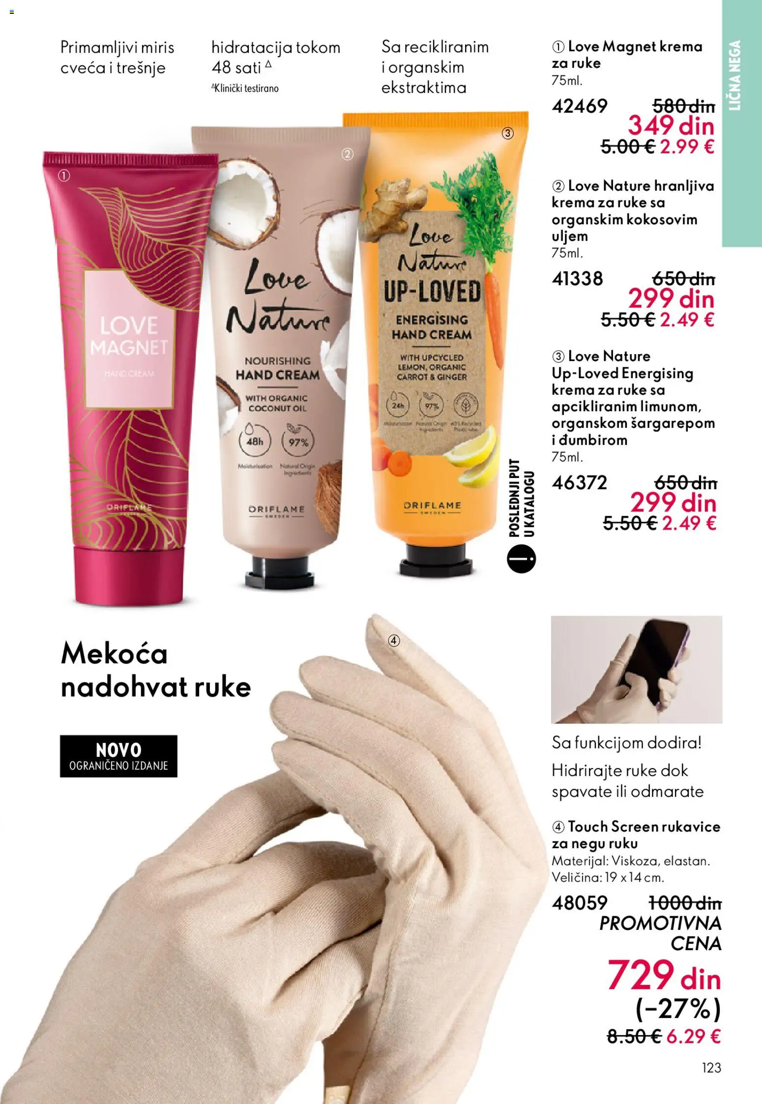 Oriflame katalog - važi od 22.04.2026 | Strana: 123 | Proizvode: Rukavice, Miris, Krema, Krema za ruke