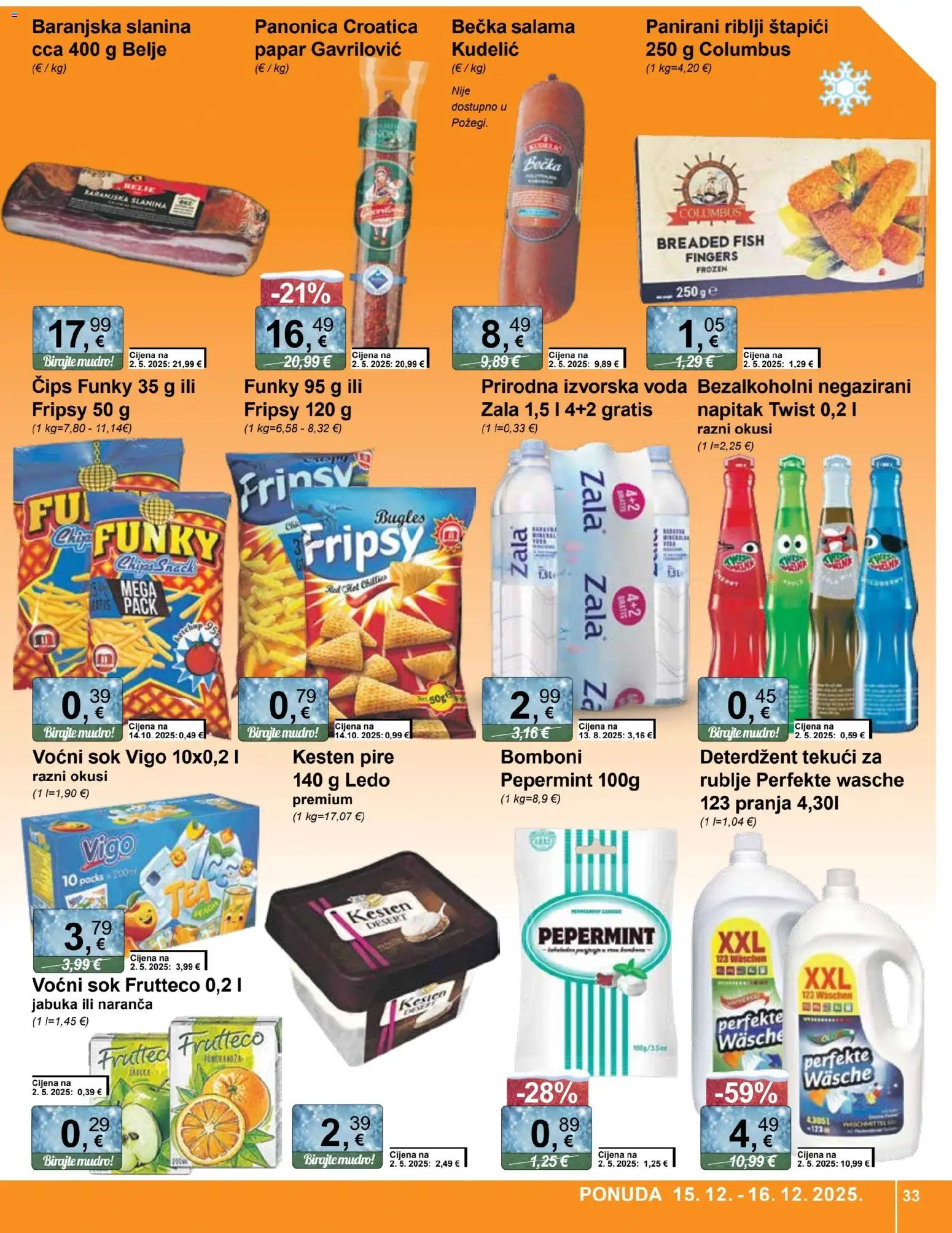 KTC katalog | vrijedi od 10.12.2025 | Stranica: 33 | Proizvodi: Riblji štapići, Kesten, Slanina, Bomboni