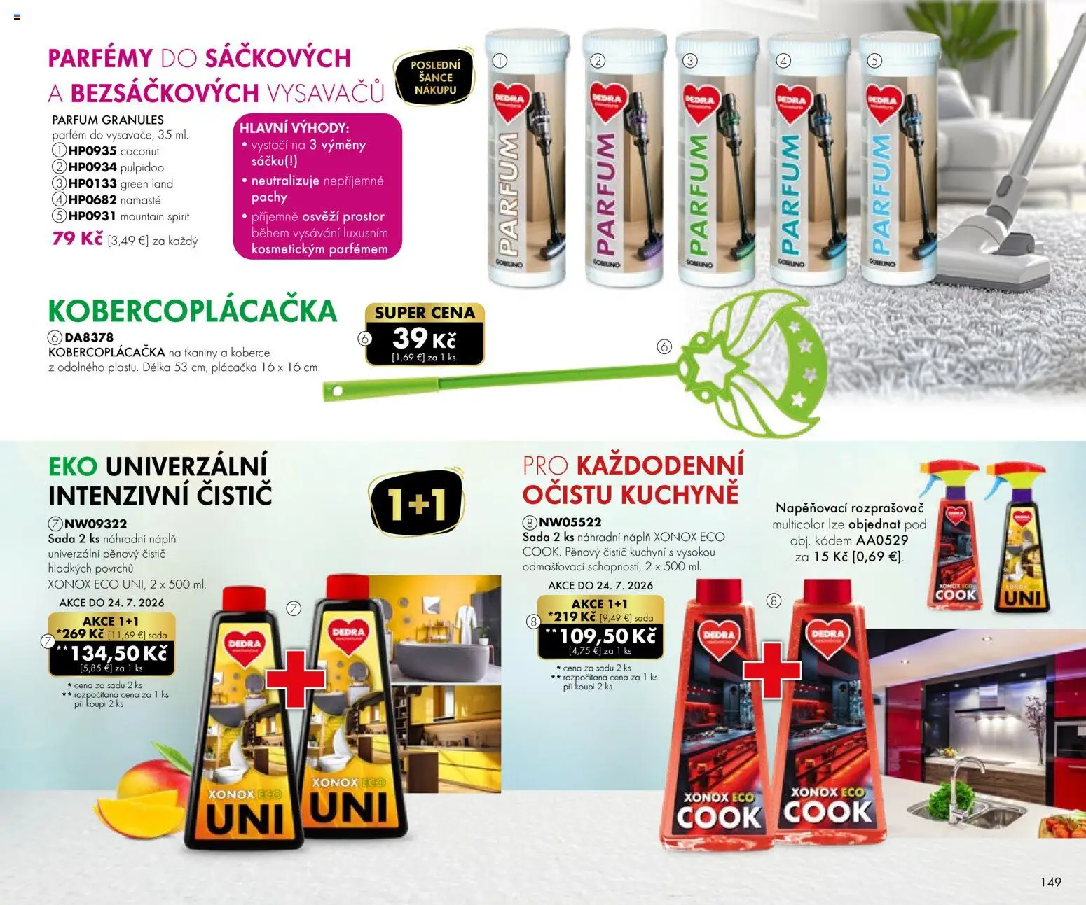 Nové Dedra akcie – leták je platný od 24.04.2026 | Strana: 49 | Produkty: Parfém, Kuchyne, Koberce
