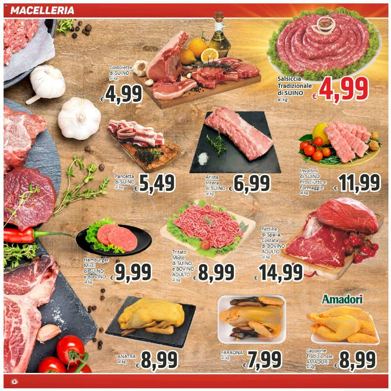 Volantino Paghi Poco del 11.12.2025 | Pagina: 8 | Prodotti: Bovino, Pancetta, Formaggio, Prosciutto