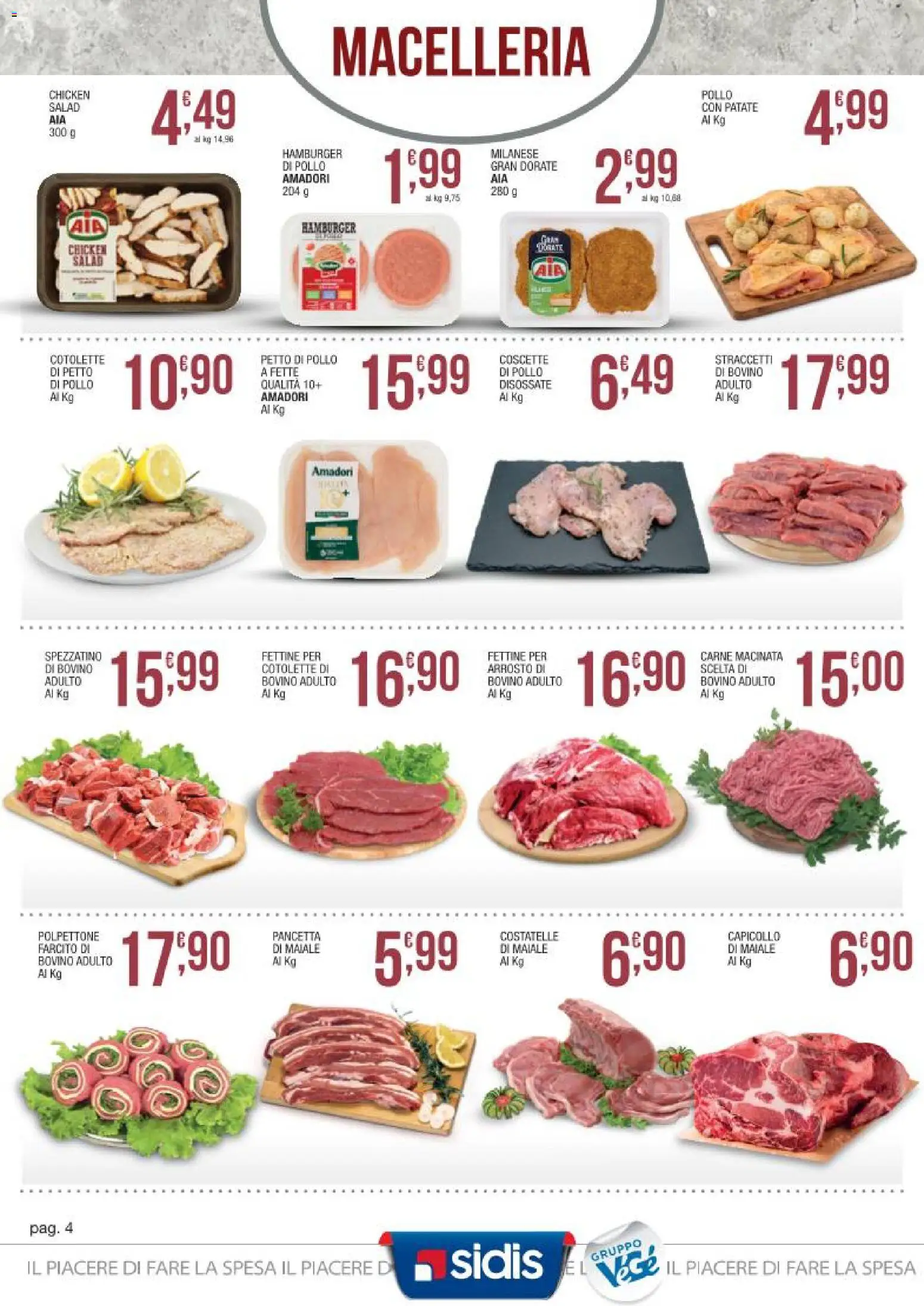 Volantino Sidis del 23.02.2026 | Pagina: 4 | Prodotti: Bovino, Arrosto, Pollo, Pancetta