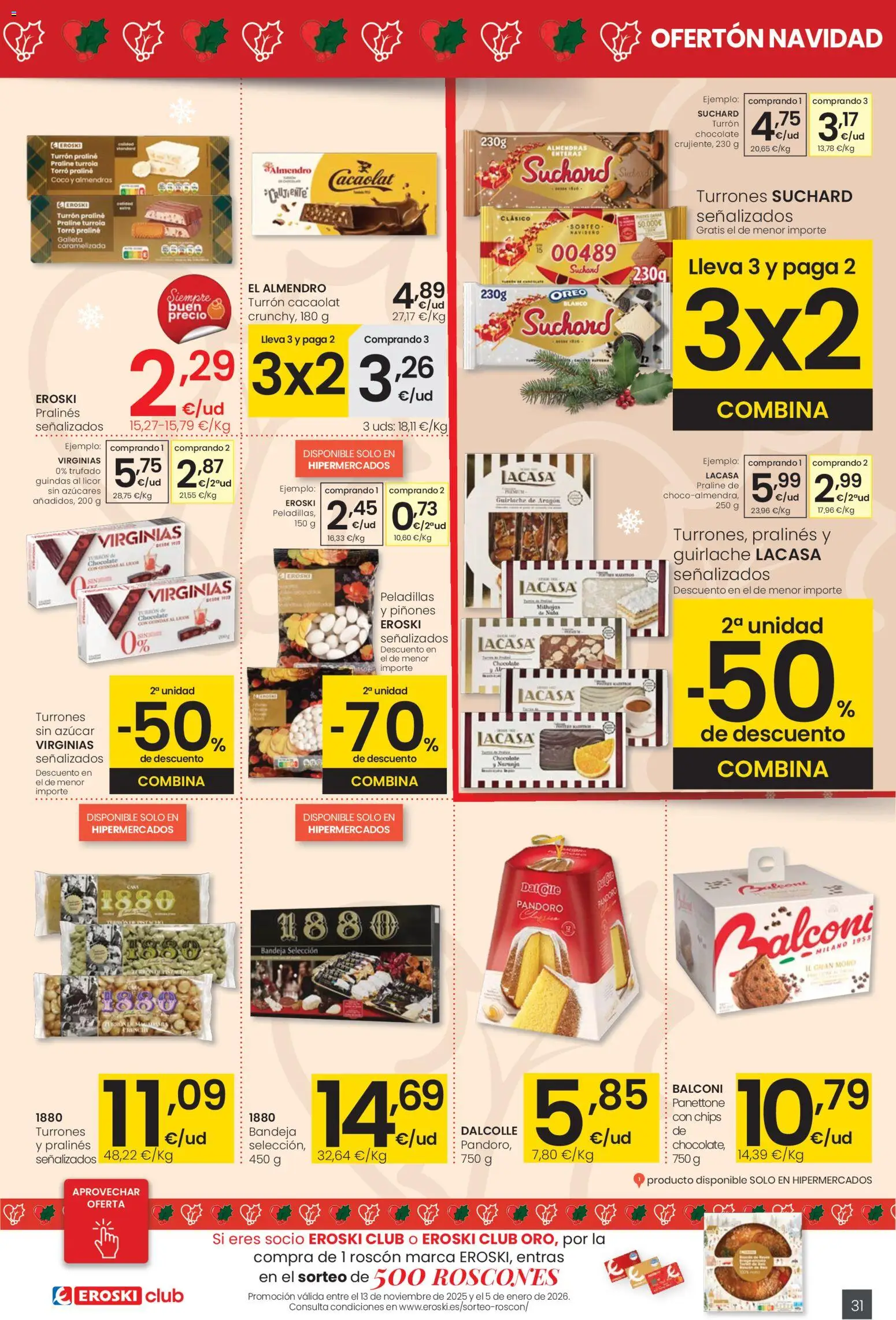 Eroski - Navidad │ válido desde el 18.12.2025 | Página: 31 | Productos: Licor, Chocolate, Τυρόπιτα, Bandeja