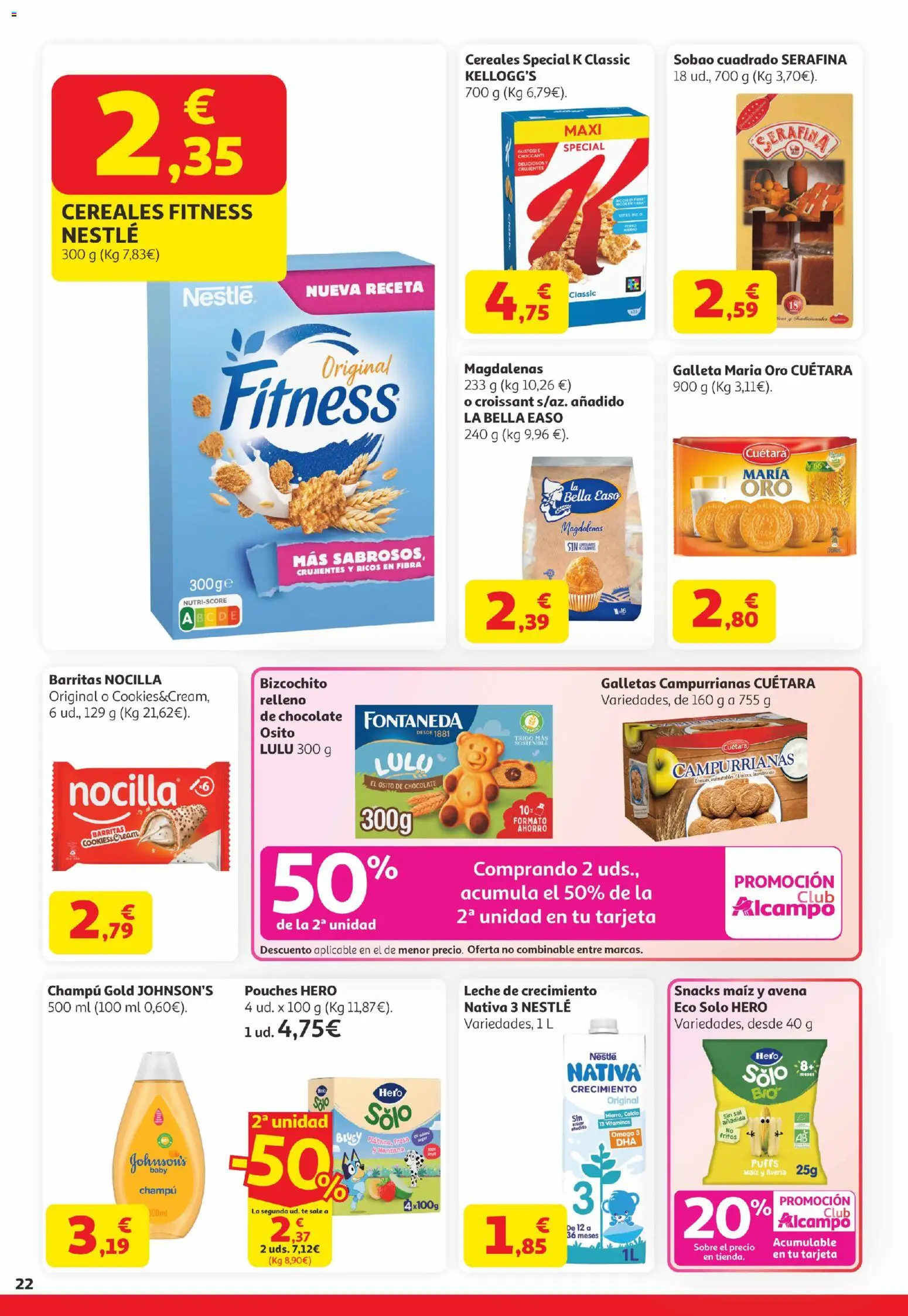 Alcampo Canarias │ válido desde el 07.04.2026 | Página: 22 | Productos: Leche, Chocolate, Cereales, Manzana